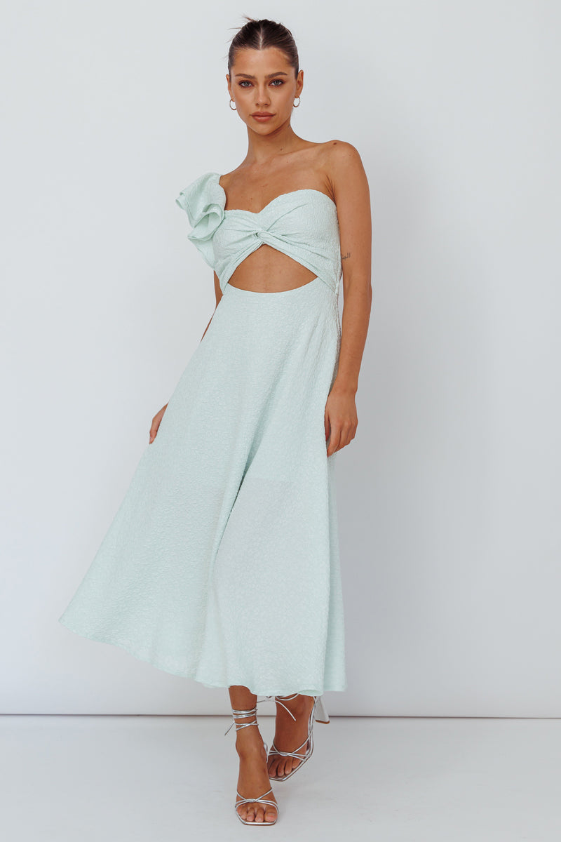 Mint Cold-Shoulder Ruffled A-Line Short Dress