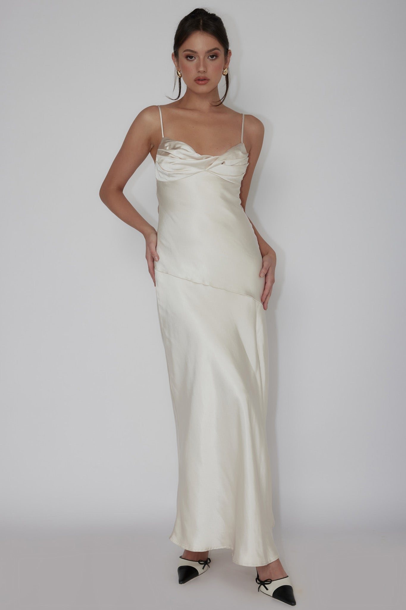 amity midi dress Amity Twist Bust Split Maxi Dress Champagne– Selfie Leslie