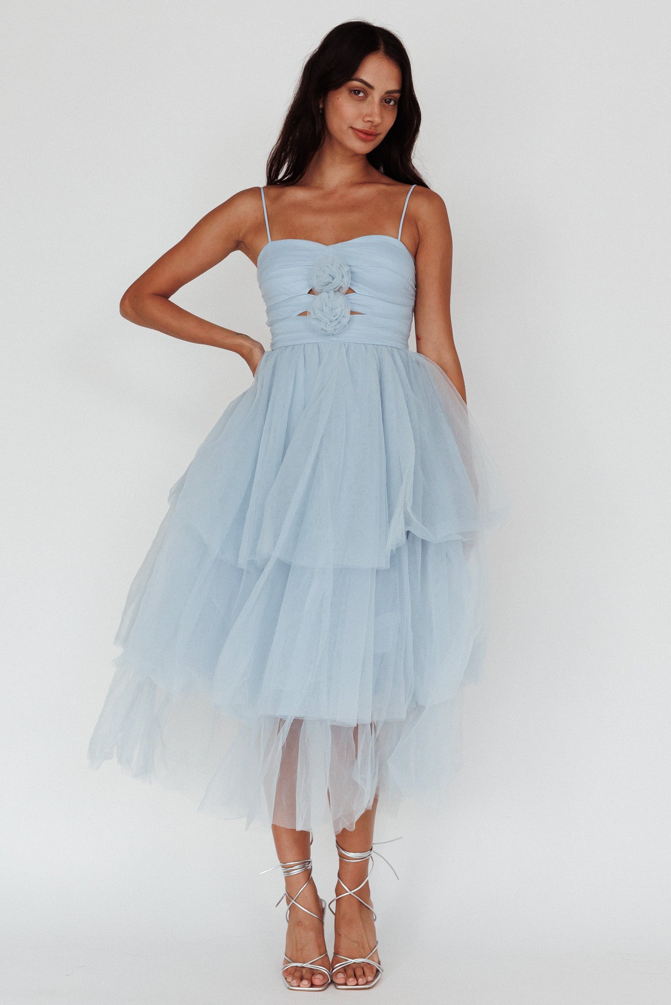 Seraphina Rose Bodice Tulle Midi Dress Baby Blue | Selfie Leslie Seraphina Rose Bodice Tulle Midi Dress Baby Blue | Selfie Leslie