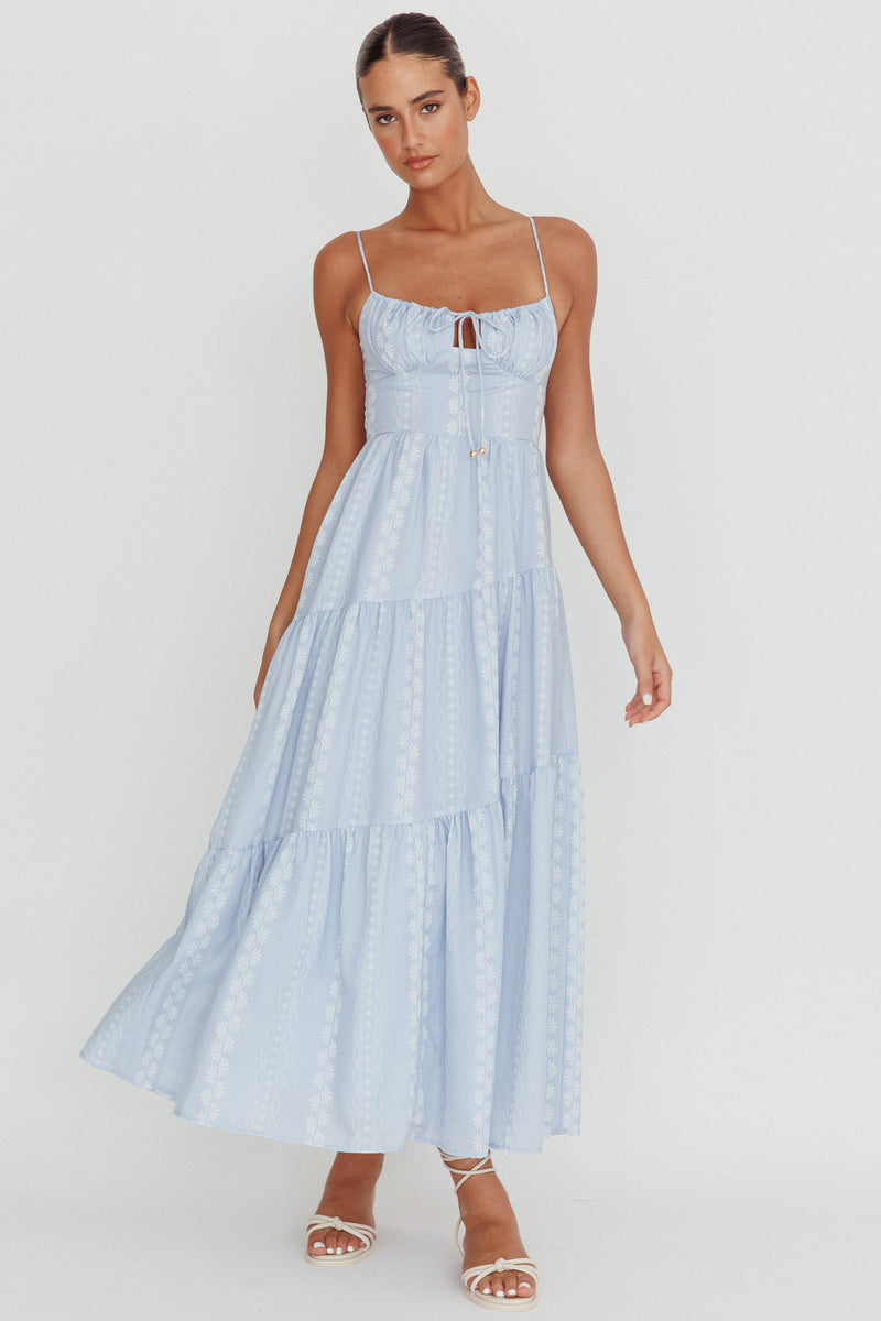 Lori Tied Bust Mini Dress Floral Blue