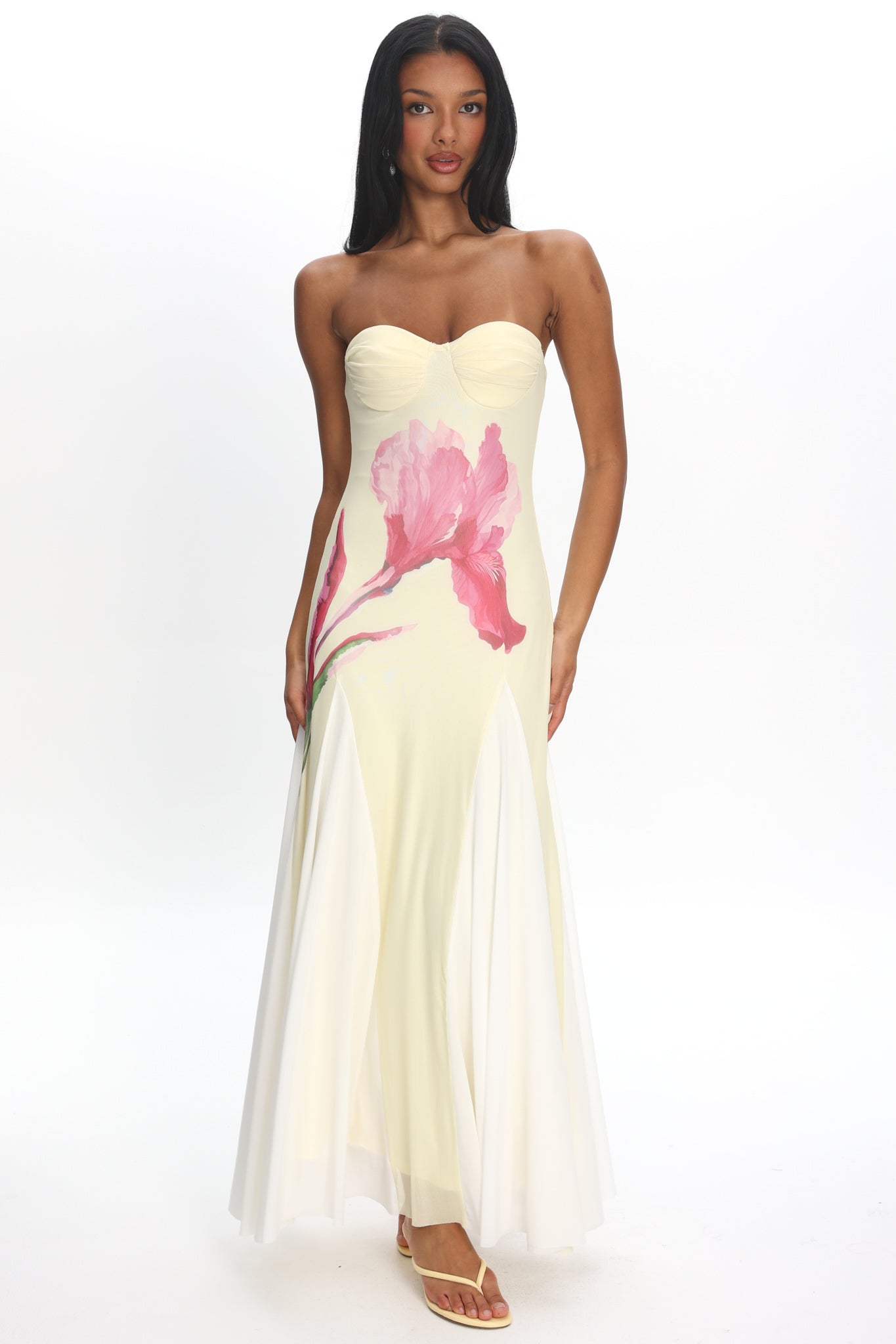 All Mine Godet Hem Maxi Dress Flower Lemon– Selfie Leslie