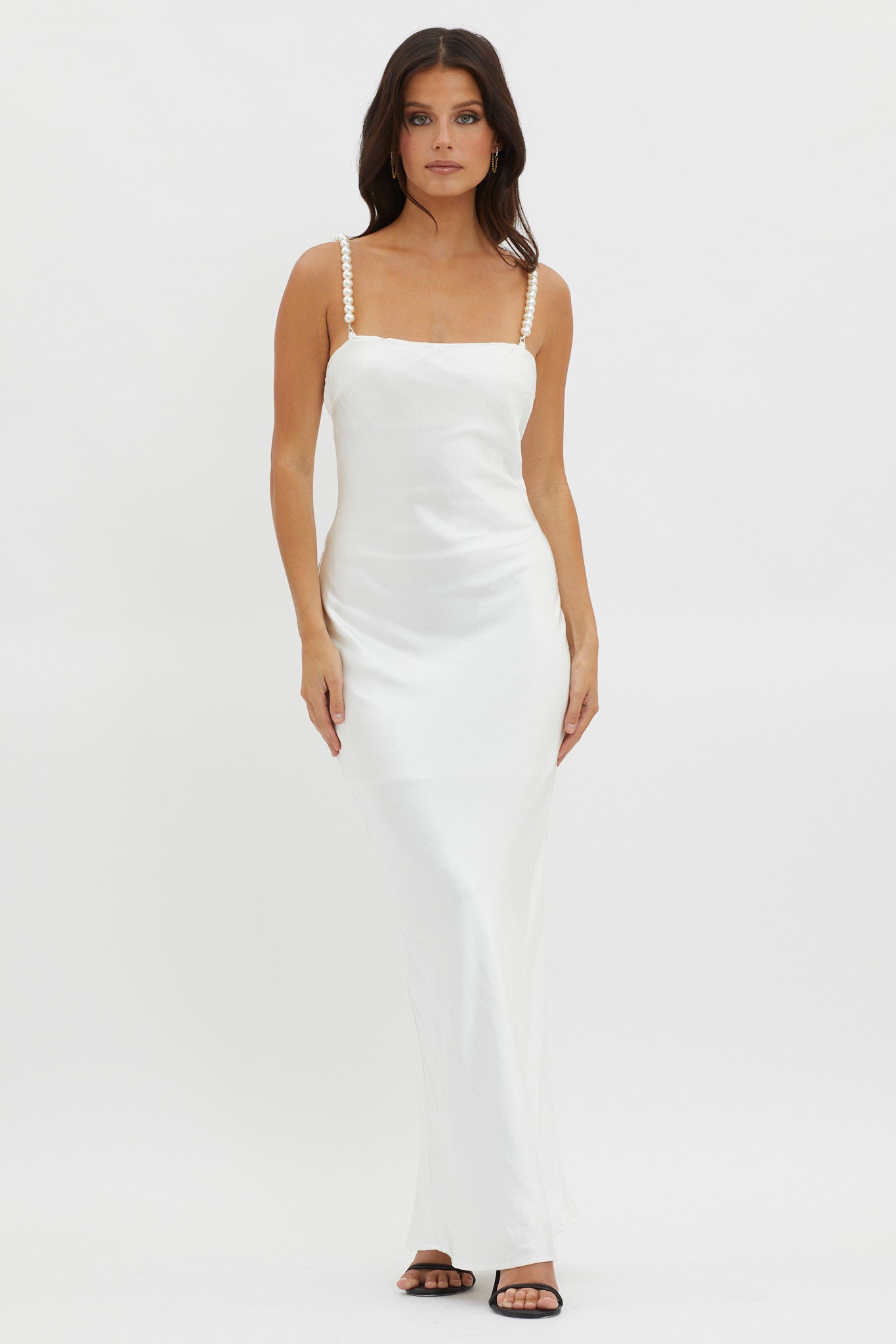 Saving Grace Pearl Strap Maxi Dress Oyster - L Saving Grace Pearl Strap Maxi Dress Oyster - L