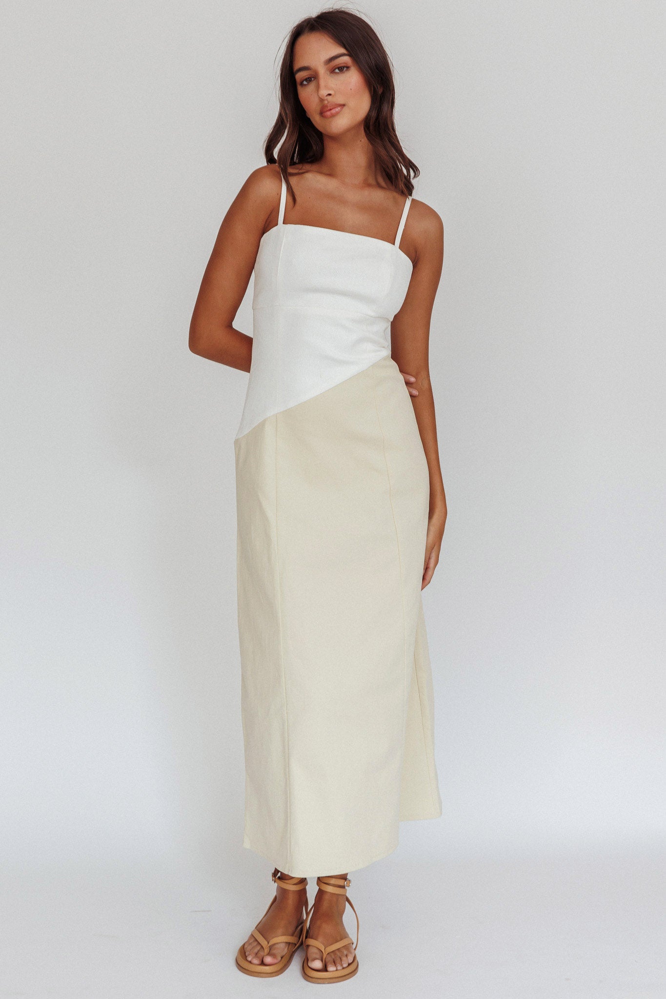 Women's Dresses Irelia Contrast Maxi Dress White XL by Selfie Leslie Clearance