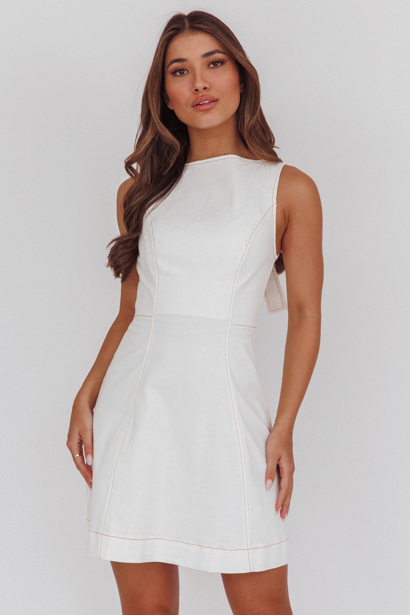 confident cutie white tie back sleeveless mini dress Galilea Tied Back Mini Dress White