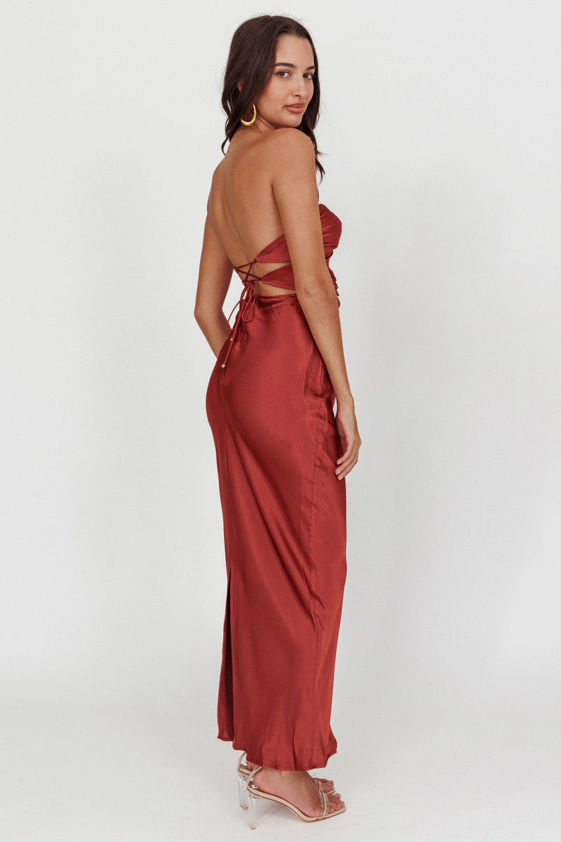 Shop the Good Impression Double Twist Maxi Dress Terracotta 