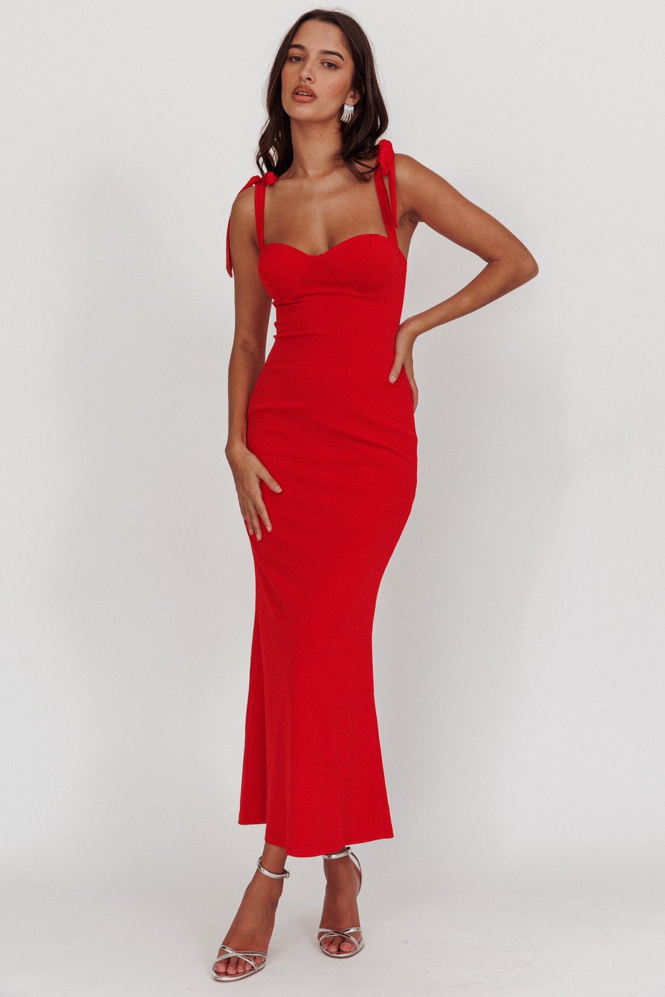 Rose Garden Tied Shoulder Maxi Dress Red | Selfie Leslie Rose Garden Tied Shoulder Maxi Dress Red | Selfie Leslie