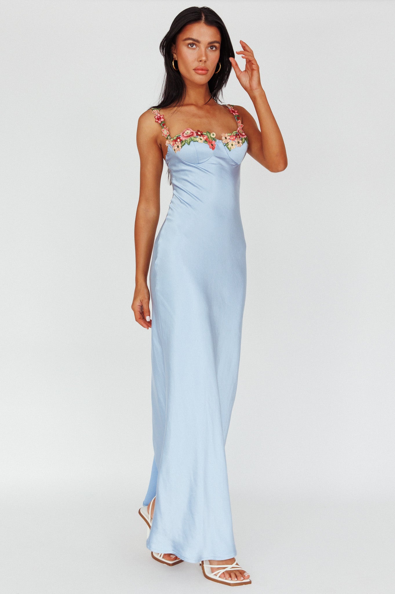 Rose Garden Floral Applique Midi Dress Blue | Selfie Leslie Rose Garden Floral Applique Midi Dress Blue | Selfie Leslie
