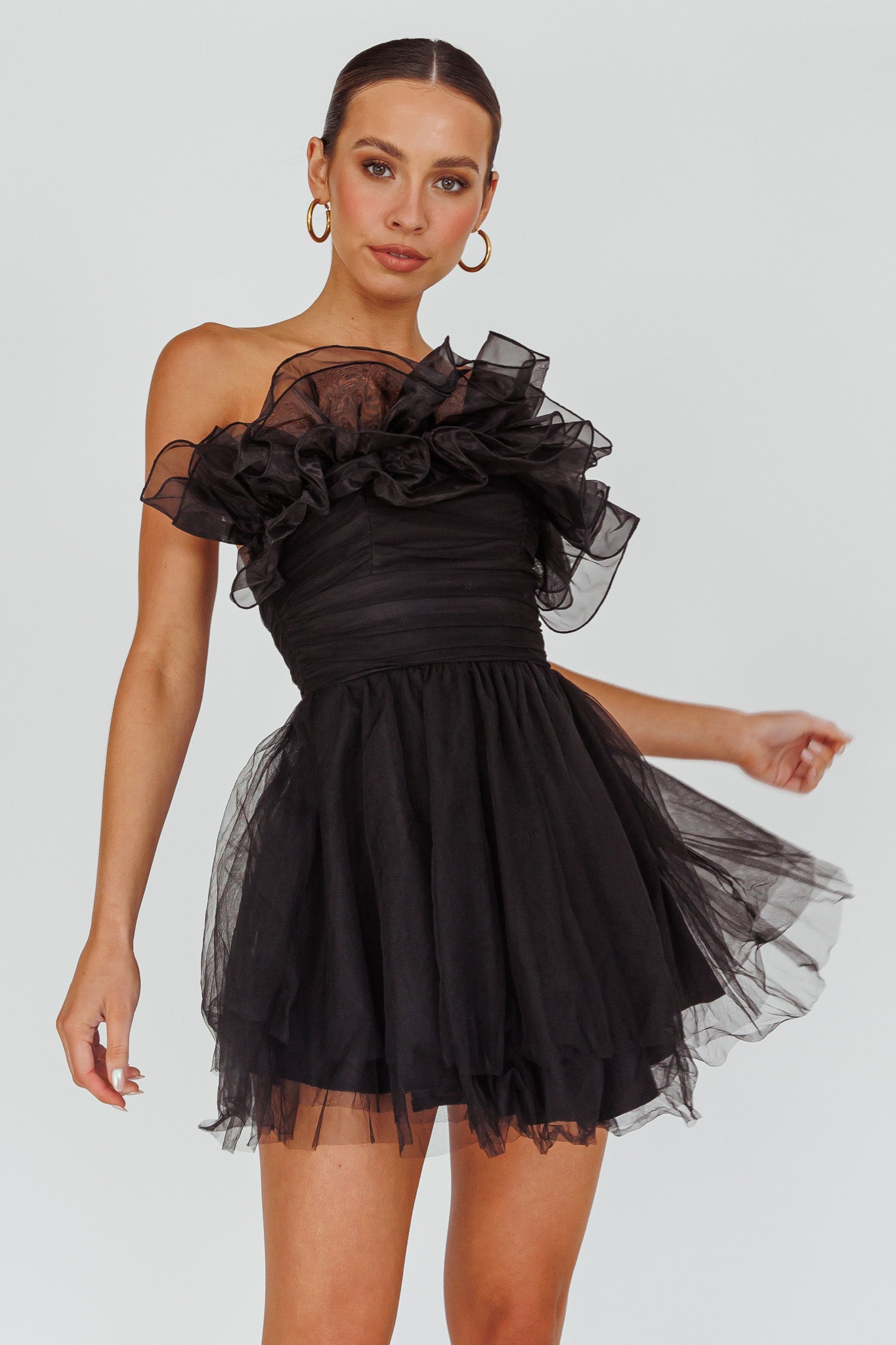 My Beloved Organza Frill Mini Dress Black Selfie Leslie My Beloved Organza Frill Mini Dress Black Selfie Leslie