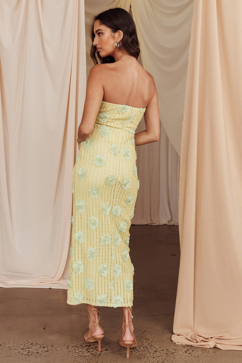 Strapless Textured Midi Dress
