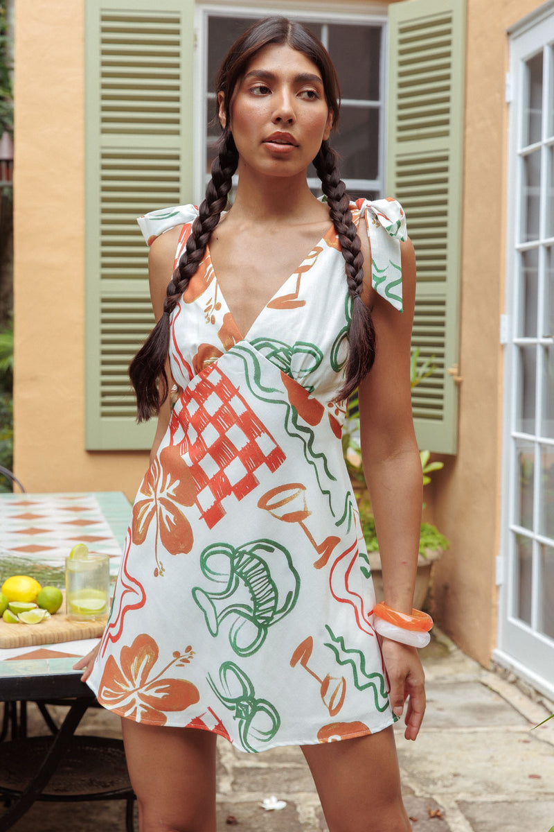 Mykonos Morning Shoulder Mini Dress Baby Pink