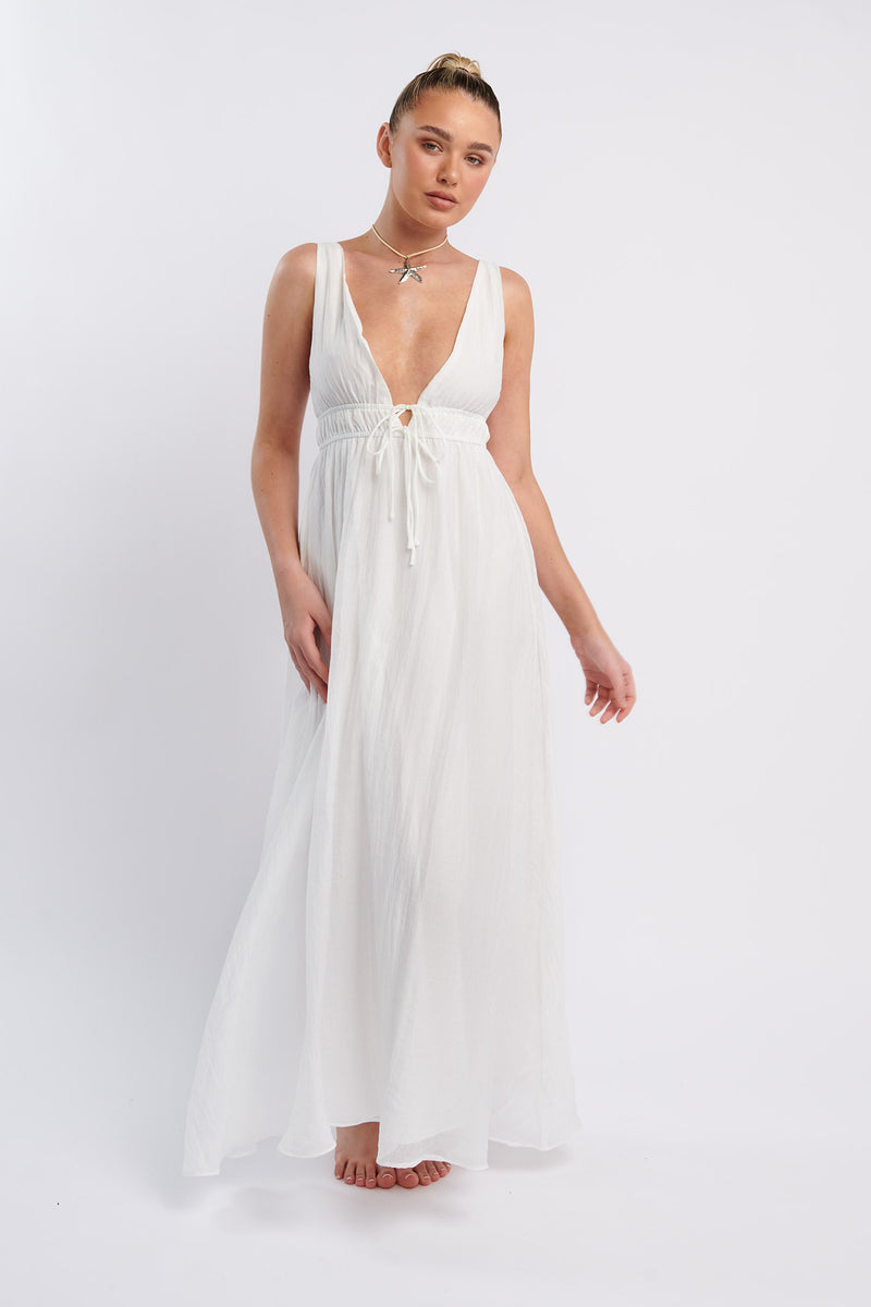 Solid V-Neck Tied Dress--Clearance main image 0