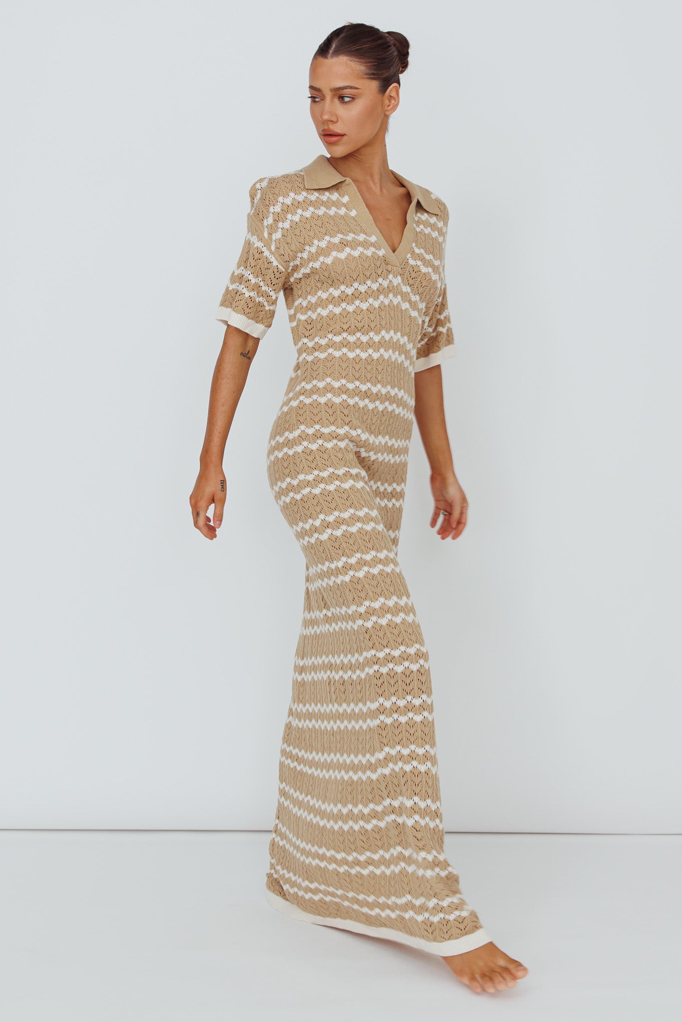 Clearwater Crochet Short Sleeve Maxi Dress Beige/White | Selfie Leslie Clearwater Crochet Short Sleeve Maxi Dress Beige/White | Selfie Leslie
