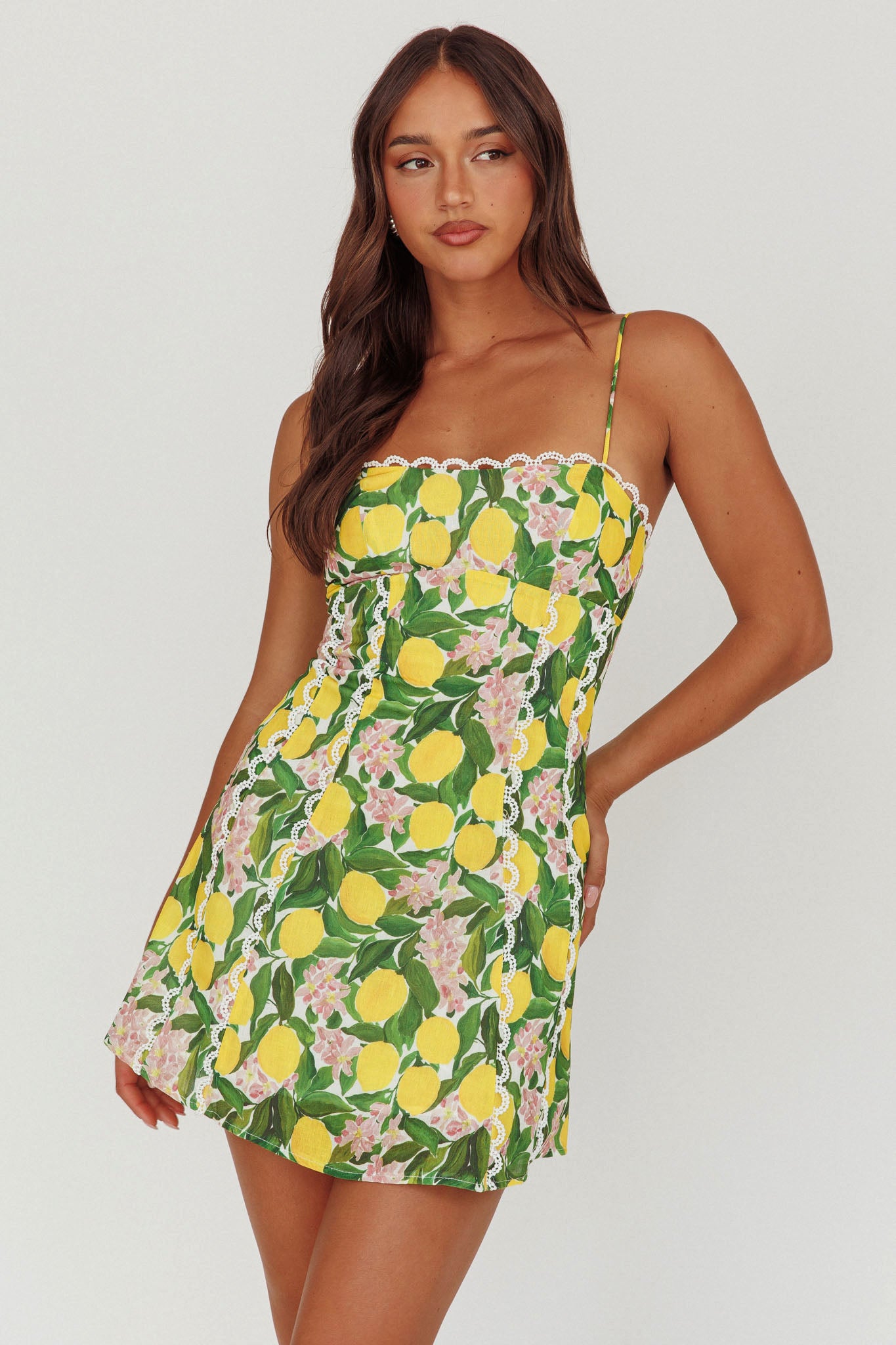 Chamberlain Scallop Trim Mini Dress Citrus Lemon– Selfie Leslie