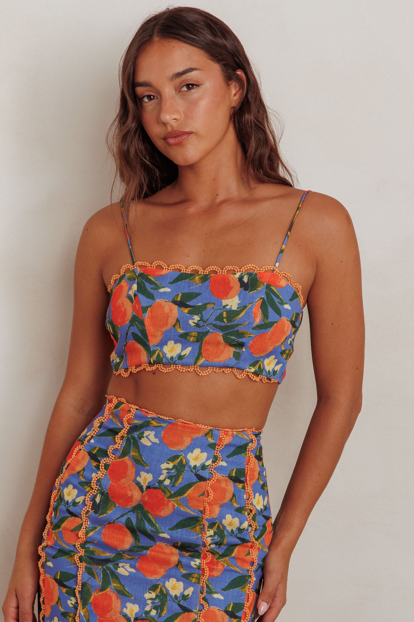 Chamberlain Scallop Trim Crop Top Citrus Orange | Selfie Leslie