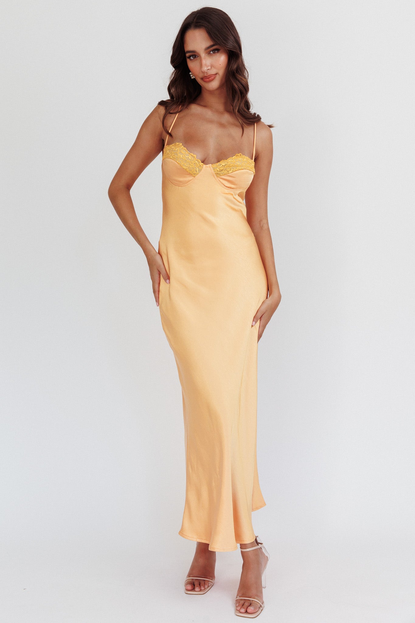 Inhibitions Lace Bust Midi Dress Melon - XL