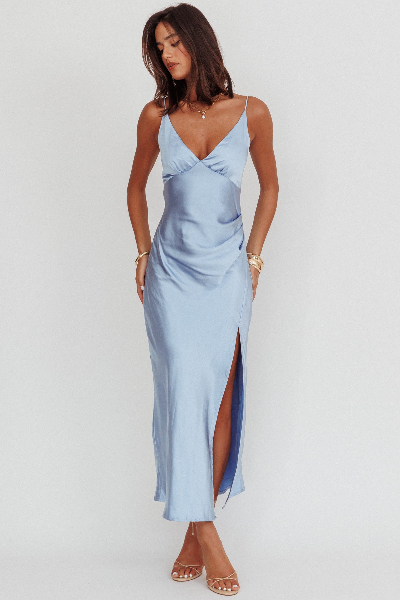Marlie Side Pleat Maxi Dress Blue | Selfie Leslie Marlie Side Pleat Maxi Dress Blue | Selfie Leslie