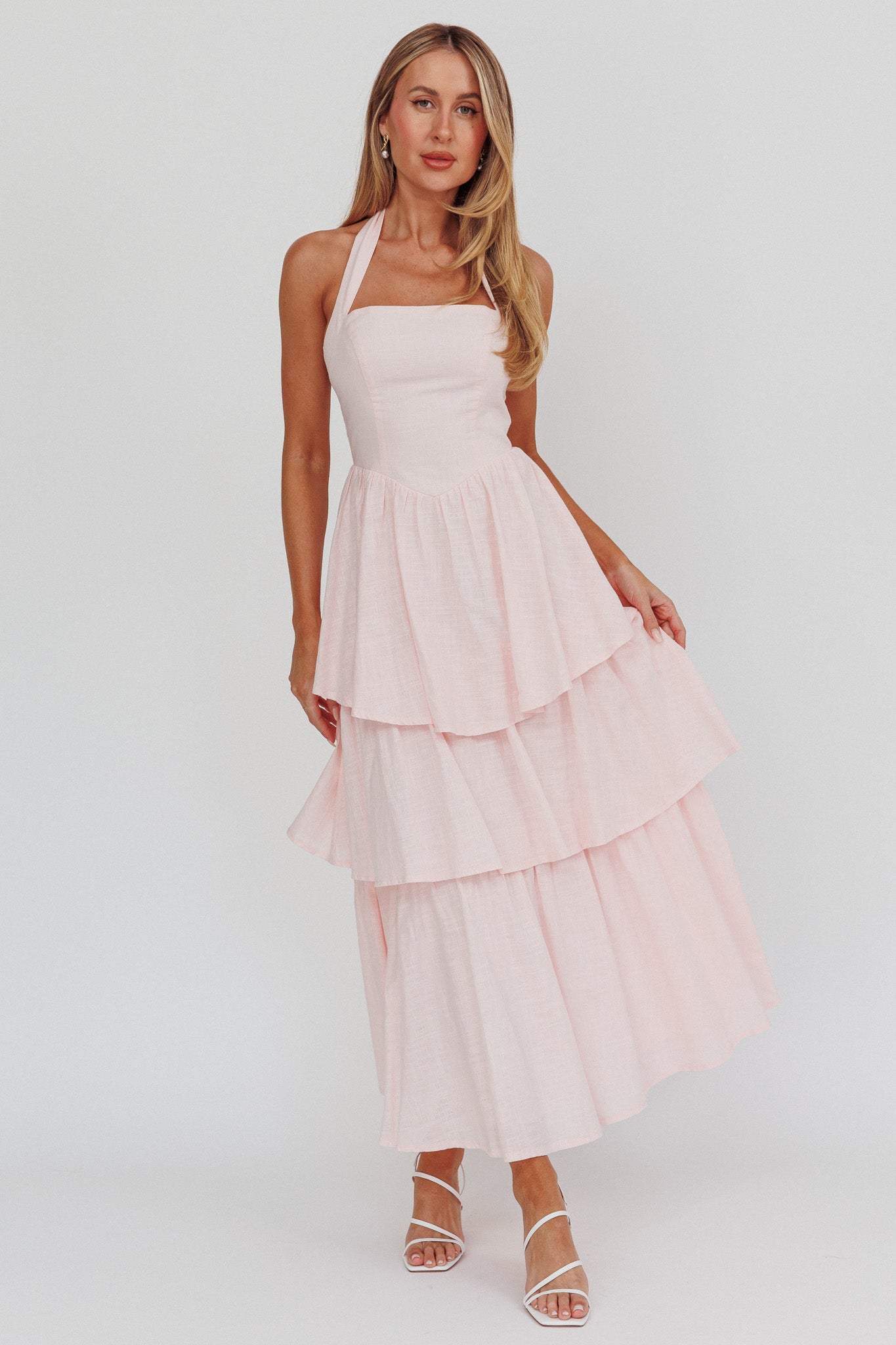 strapless open back dress Girls' Sweet Springtime Ruffle Maxi Dress Size: 5/6 by Mila & Rose main image 0