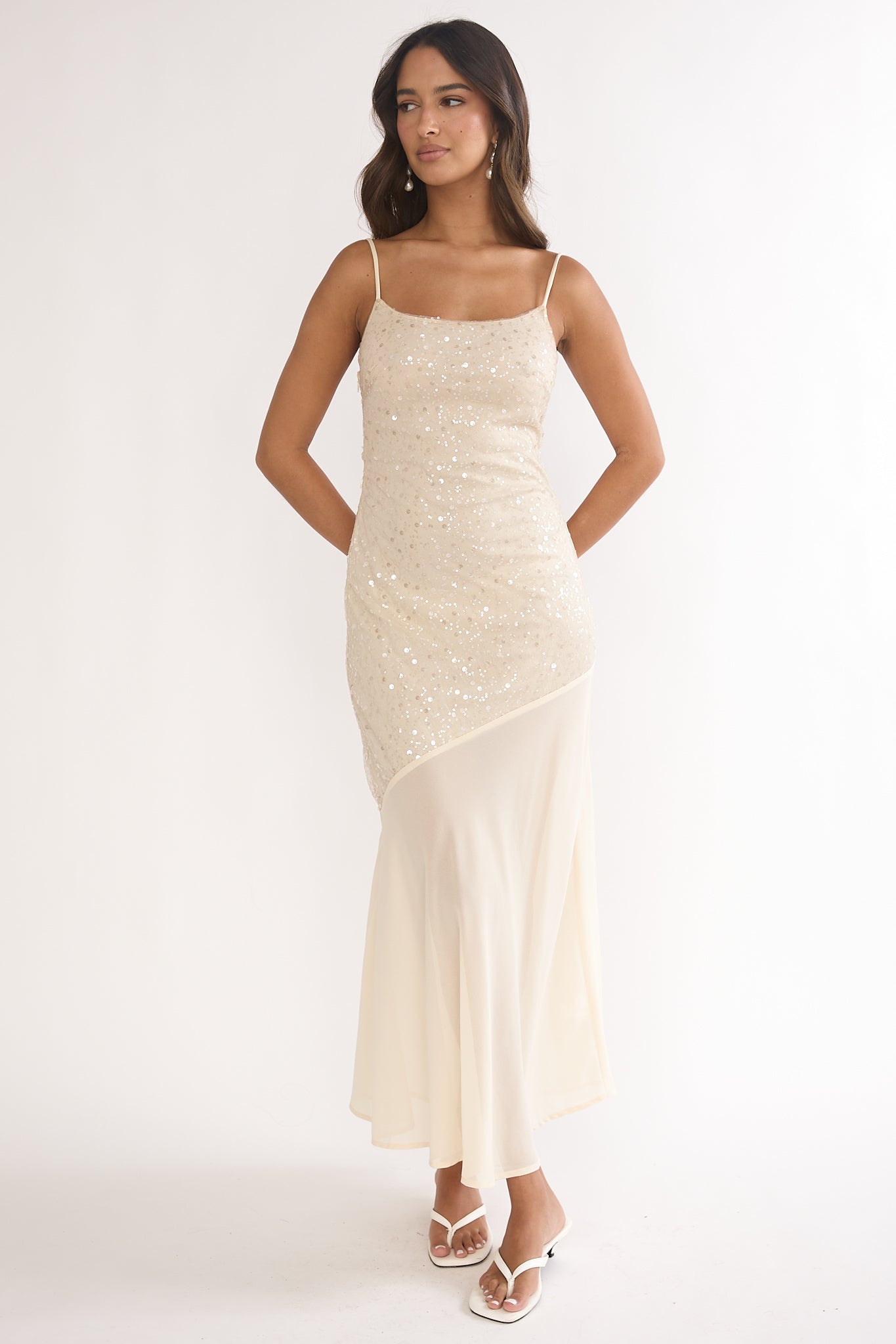 sequin and chiffon maxi dress Sage Coast Embellished Chiffon Maxi Dress