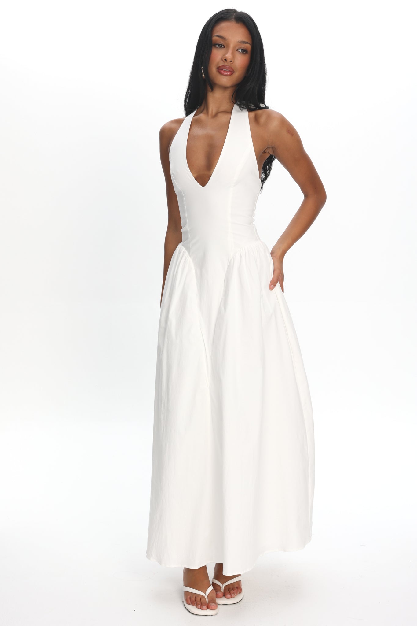 El Corazon Halterneck Maxi Dress Cream– Selfie Leslie