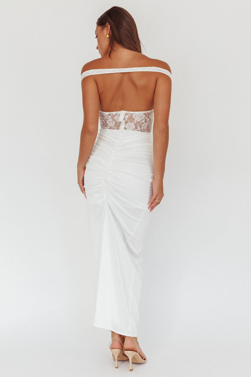 Sidonie White Ruched Lace-up Maxi Dress main image 0