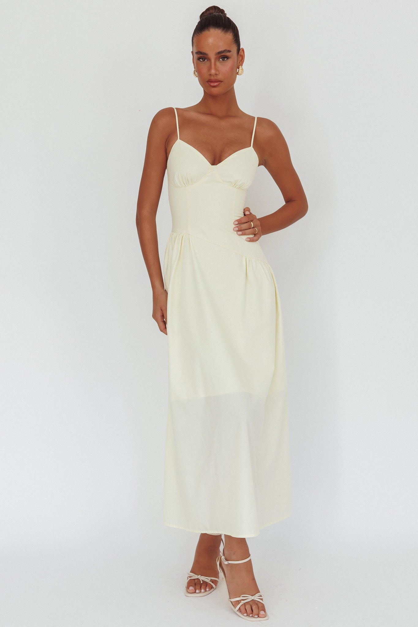 Honey Baby Diagonal Waist Maxi Dress Butter - XL Honey Baby Diagonal Waist Maxi Dress Butter - XL