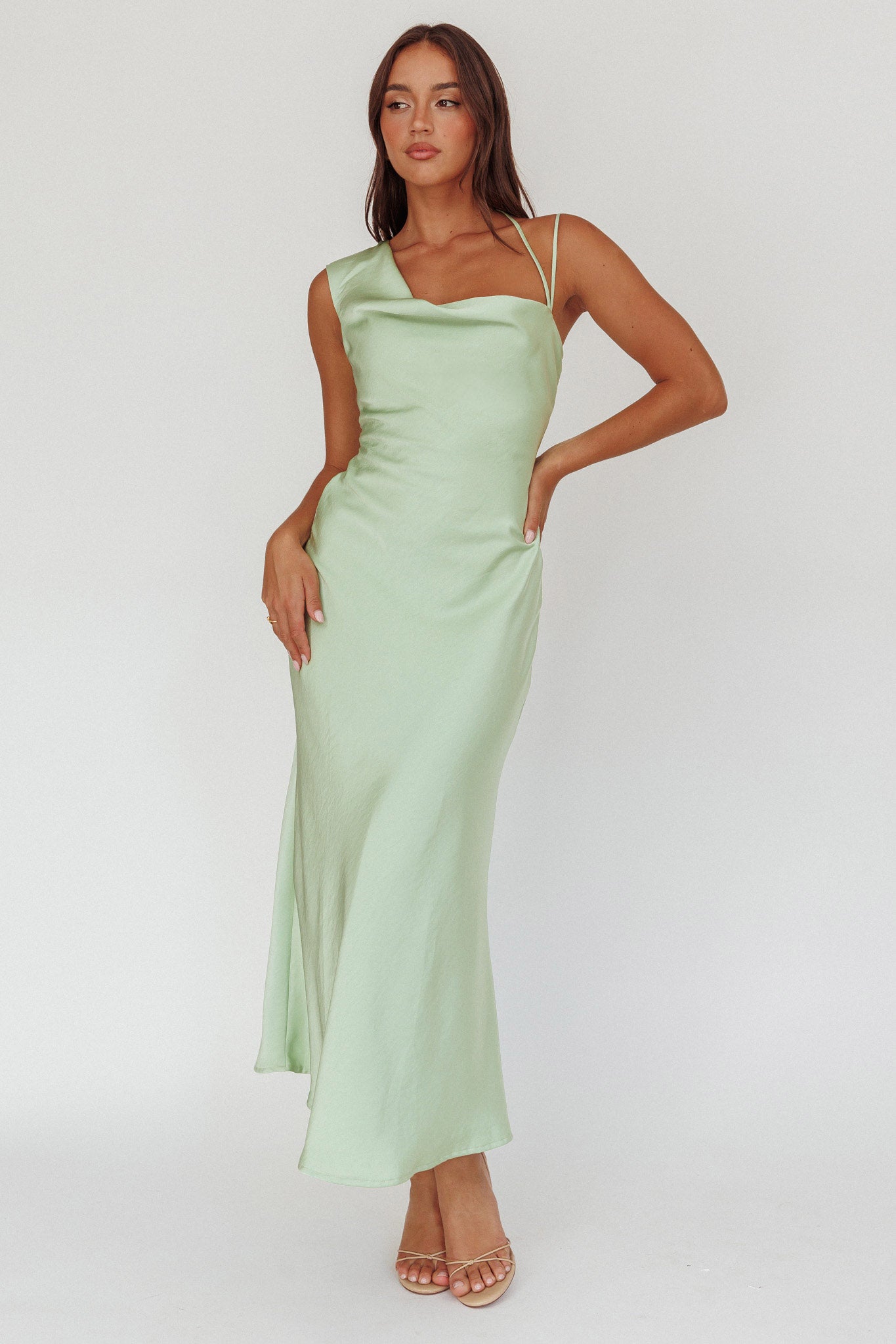 Eros Asymmetric Cowl Neck Maxi Dress Leaf XS Eros Asymmetric Cowl Neck Maxi Dress Leaf XS