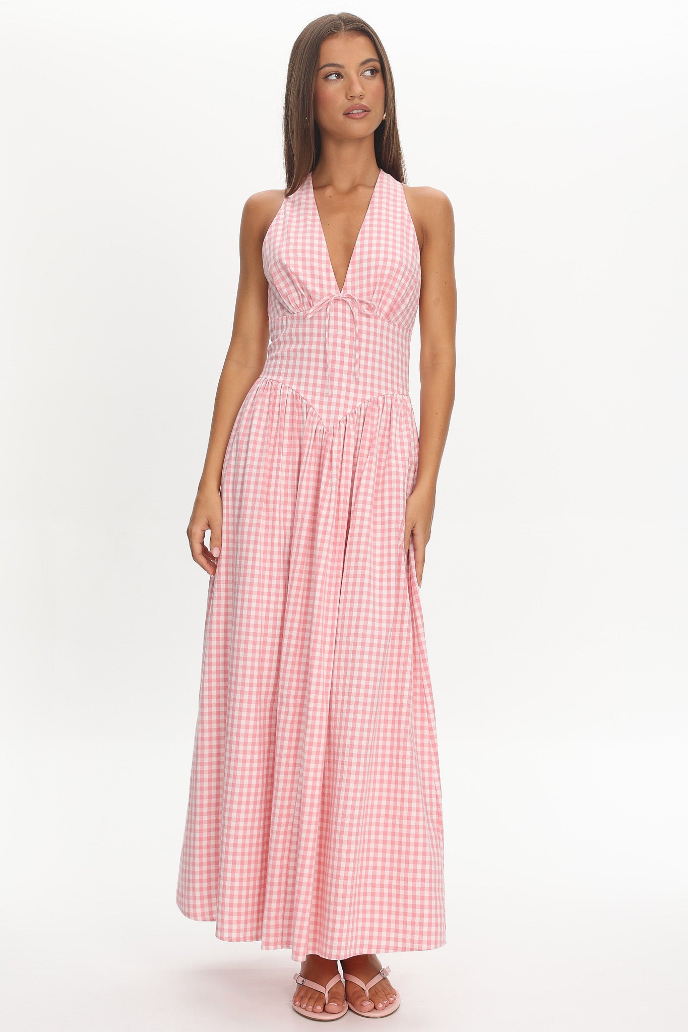 checkered halter dress Elegant Red Plaid Halter Summer Maxi Dress