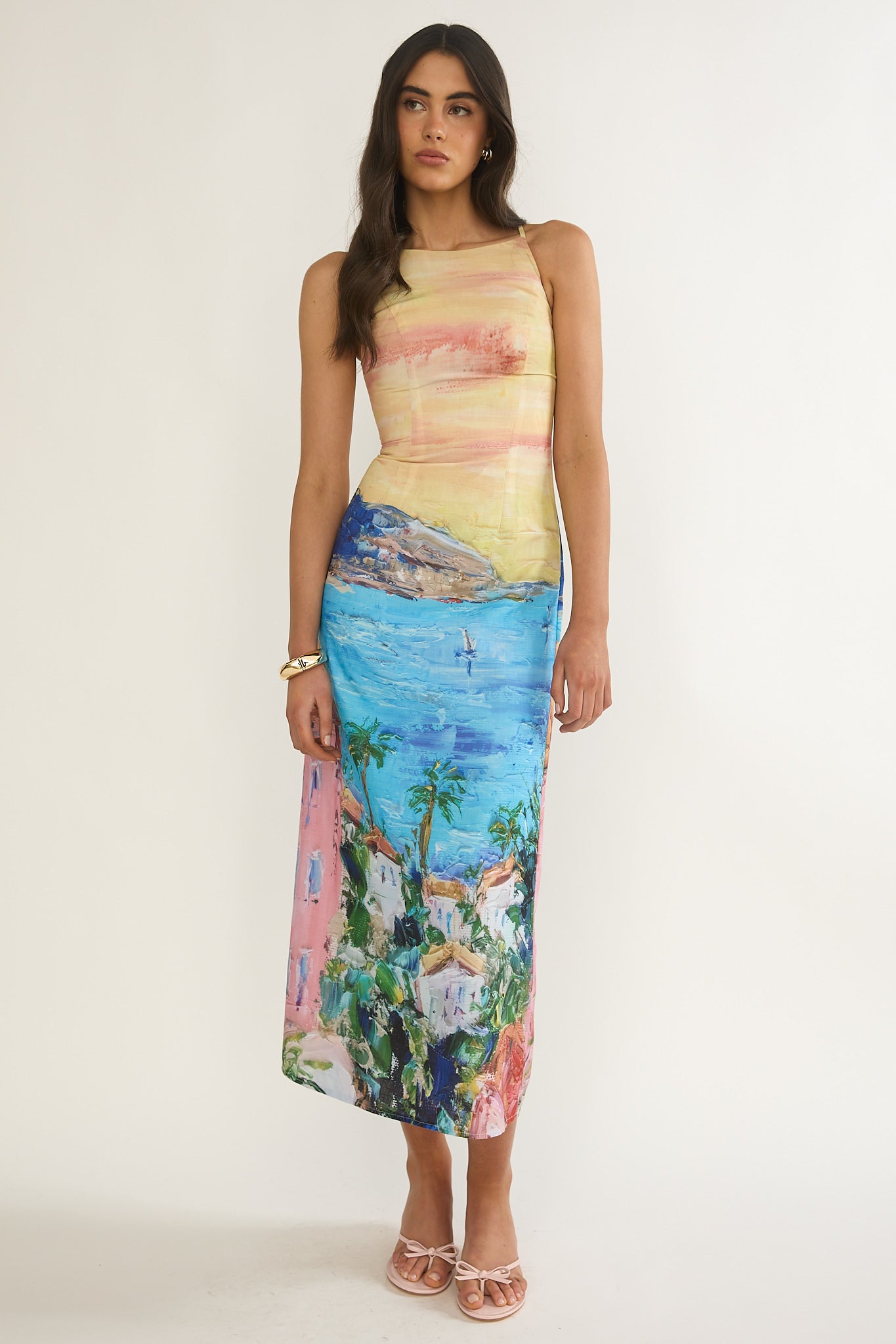 female maxi dress No Ordinary Girl Tied Back Maxi Dress Euro Print