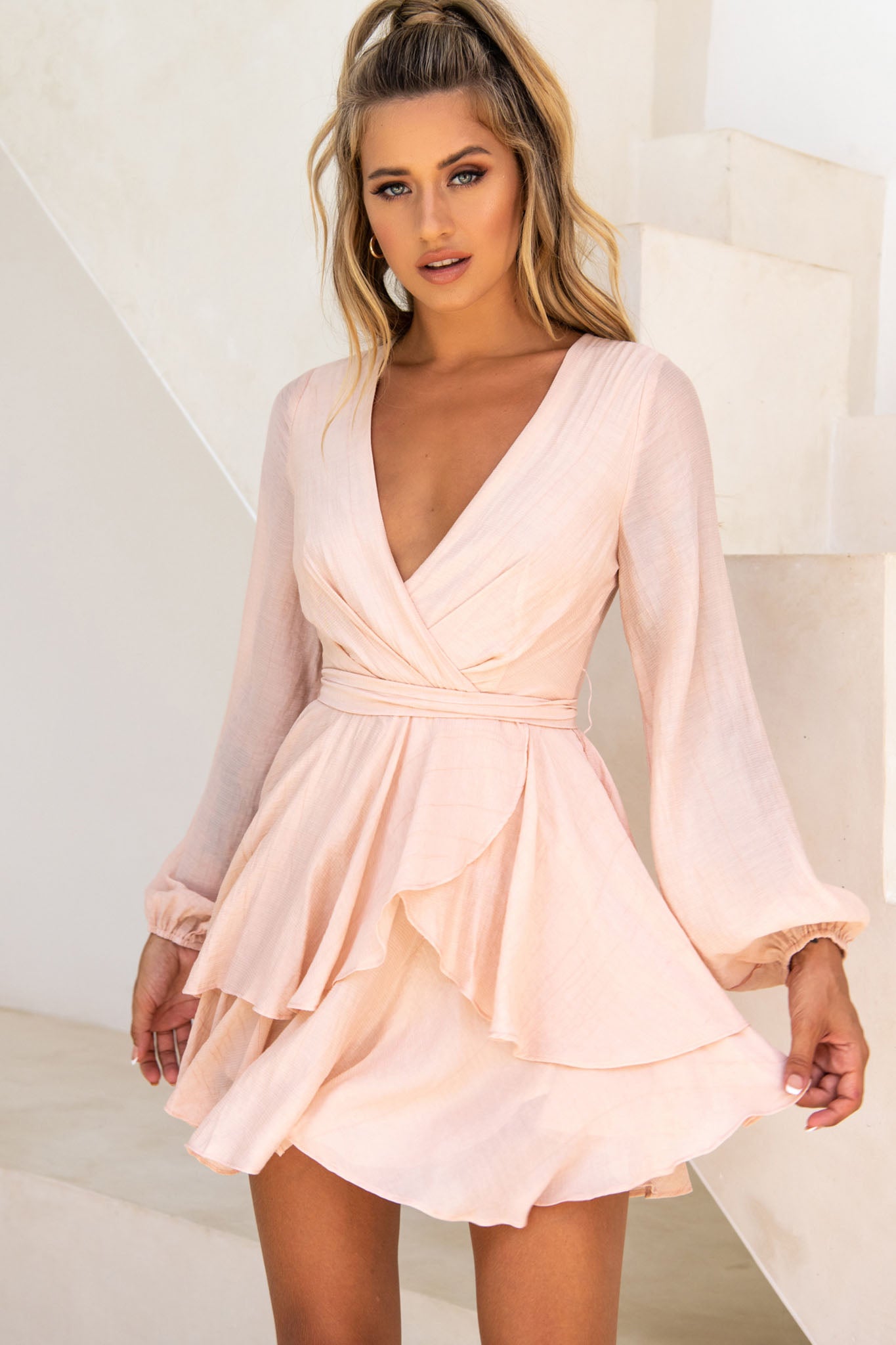 blue dress for baby girl Plus Size Mesh Ruched Long Sleeve Dress – 2020AVE