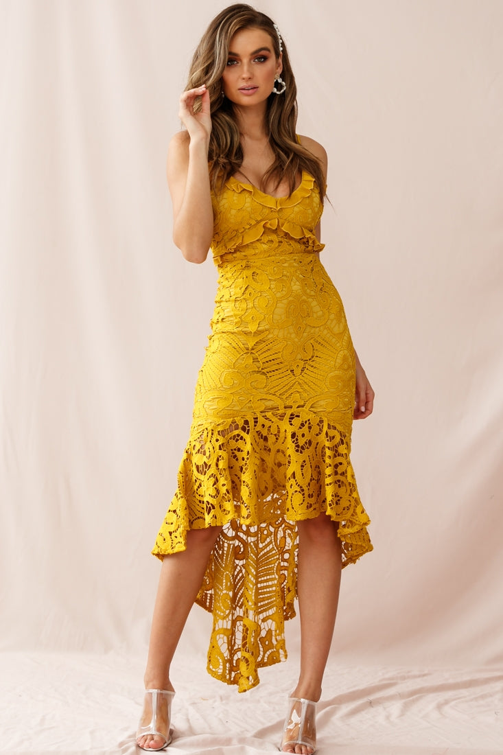 mustard yellow high low dress Impressions of Spring Mustard High-Low Dress Zil boutique