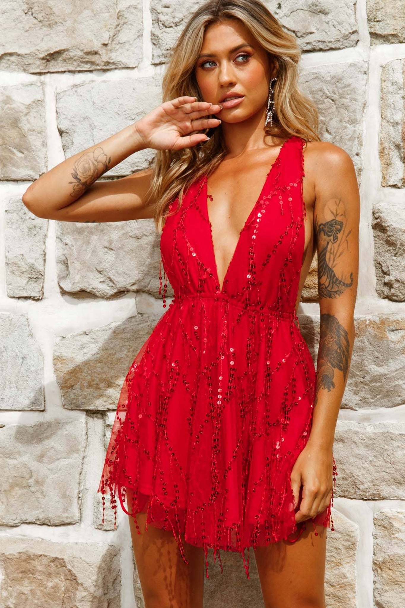 Ariana Sequin Mini Party Dress Red - Xs Ariana Sequin Mini Party Dress Red - Xs