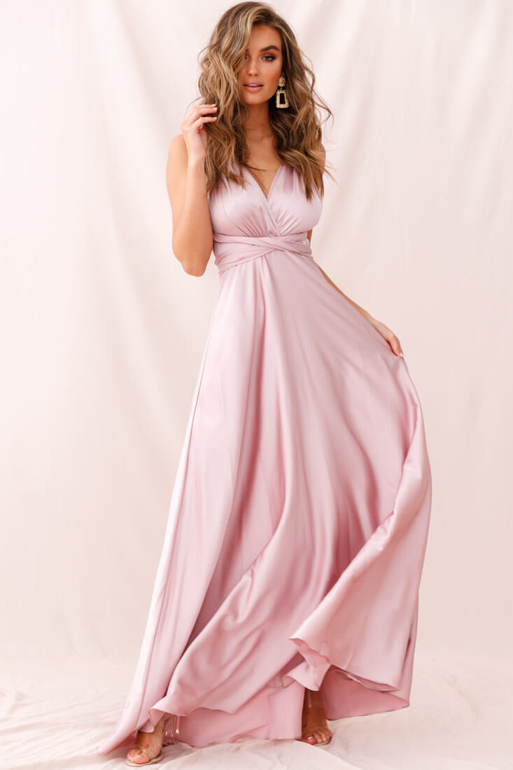 blush pink multiway bridesmaid dresses twobirds blush Pink Convertible Ballgown Bridesmaid Stretch Dress Sz A 0-12  $270