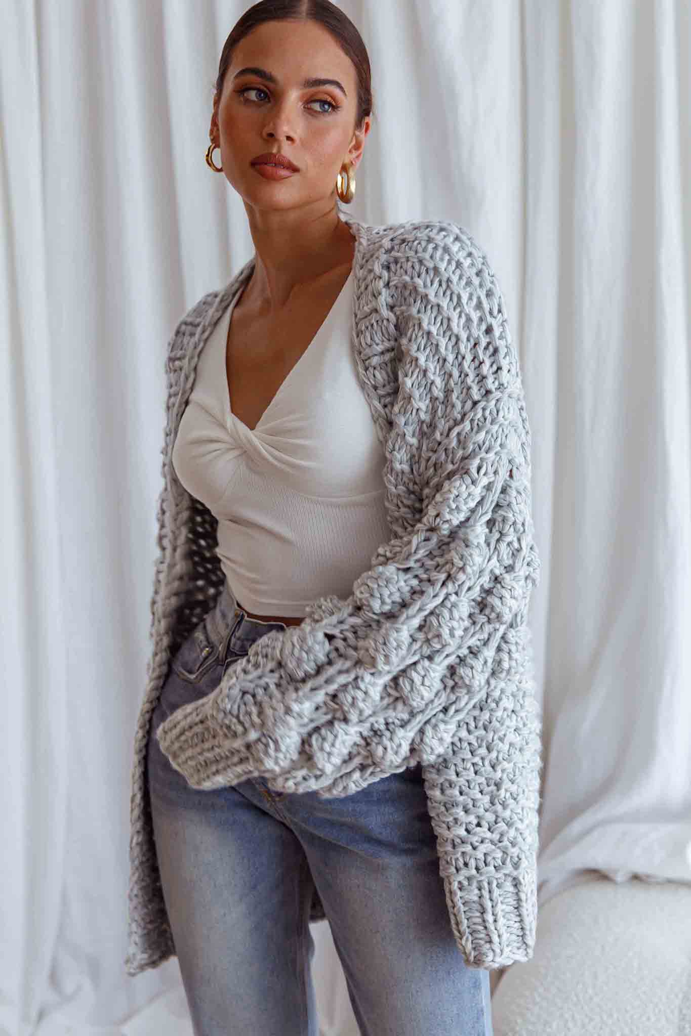 Moscow Chunky Knit Oversized Cardigan Marble by Selfie Leslie