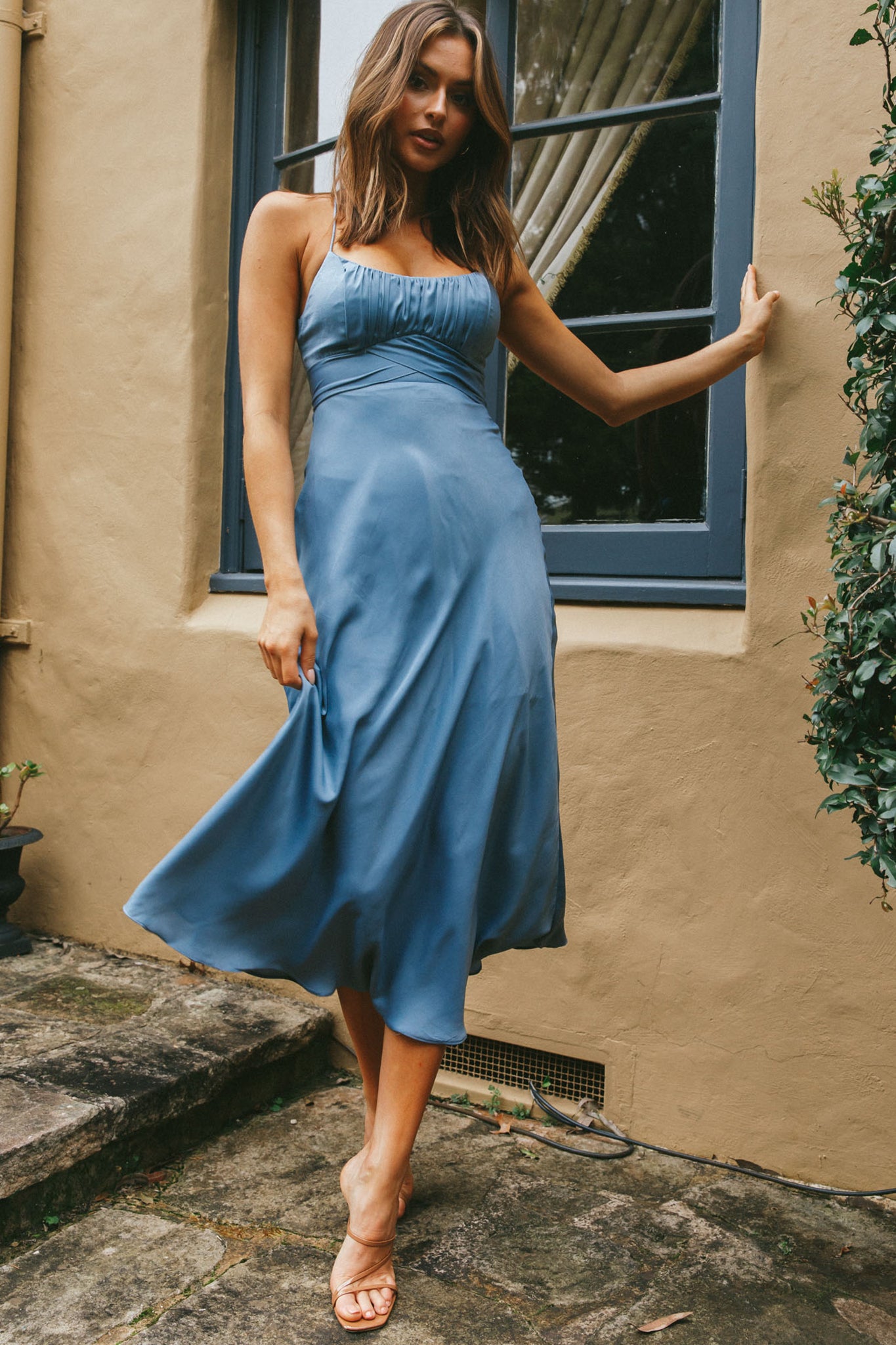 Linka Cami Strap Midi Dress Dusty Blue | Selfie Leslie Linka Cami Strap Midi Dress Dusty Blue | Selfie Leslie