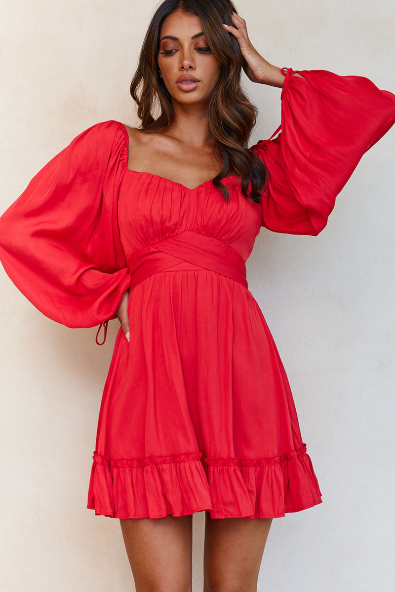 Linka On Or Off-Shoulder Long Sleeve Tie-Back Dress Forest Green
