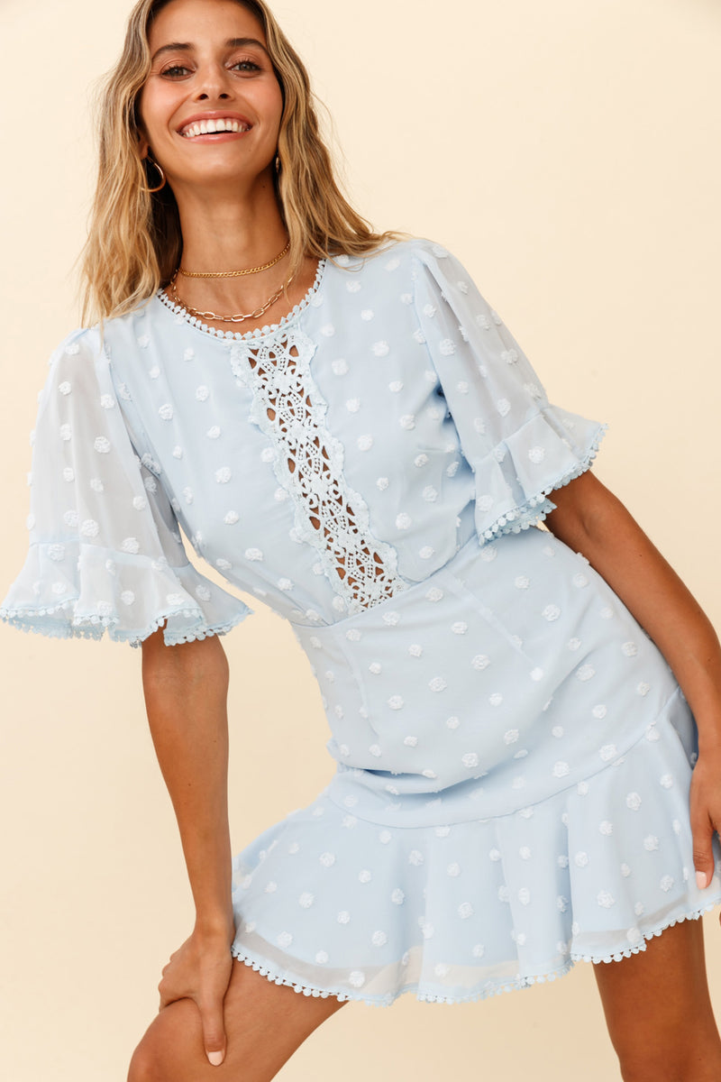 Sweetest Sundays Halterneck Open Back Dress Baby Blue