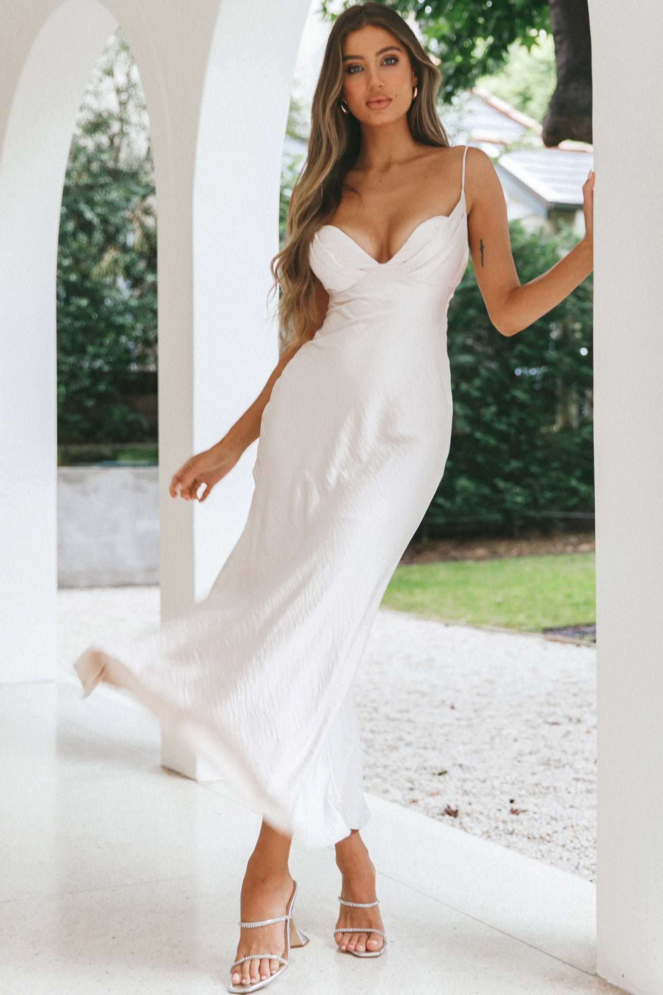 recycled fibers zamora maxi dress champagne Joyfolie Women's Zayla Maxi Dress in Champagne | Boho Maxi