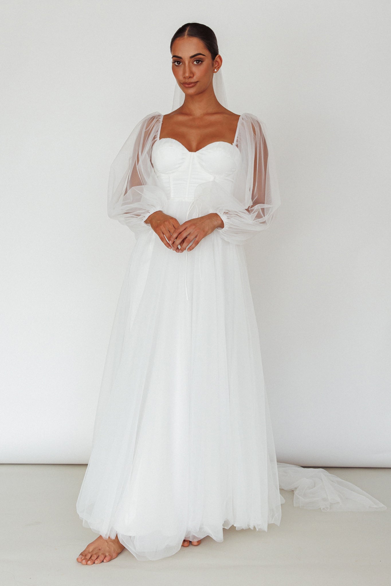 Fairytale Dream Sheer Sleeve Maxi Dress White Fairytale Dream Sheer Sleeve Maxi Dress White