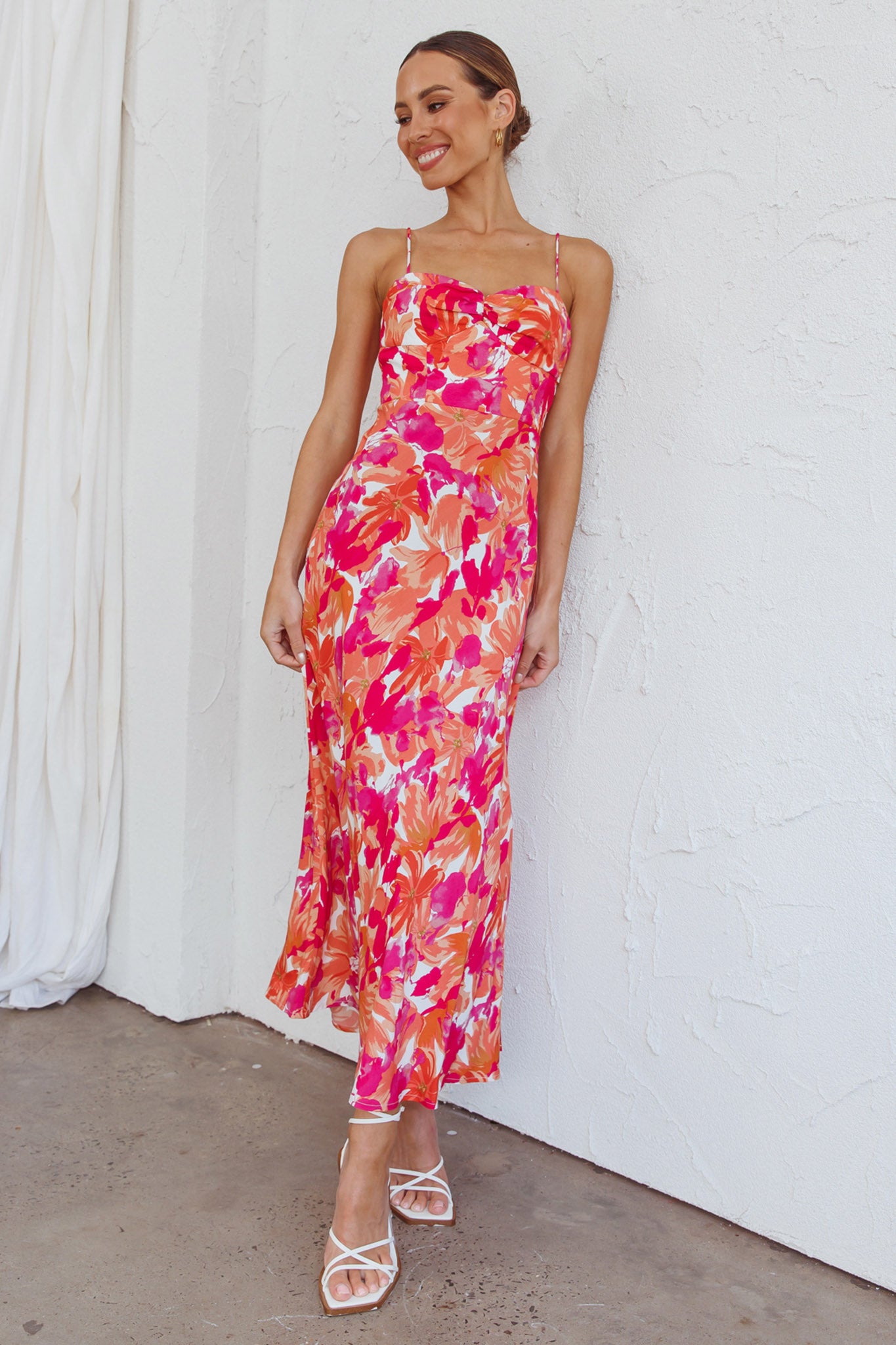 Golden Sands Cami Strap Maxi Dress Floral Red - Xs