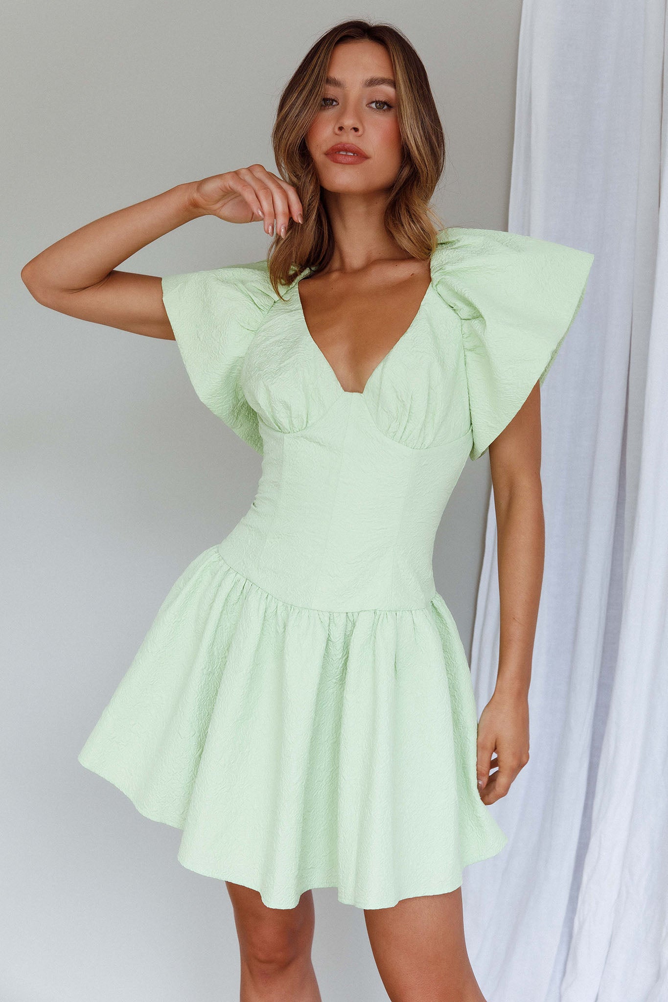 knee length dresses for ladies Aurelia Sequin Mini Dress - Lime Green 6 main image 1