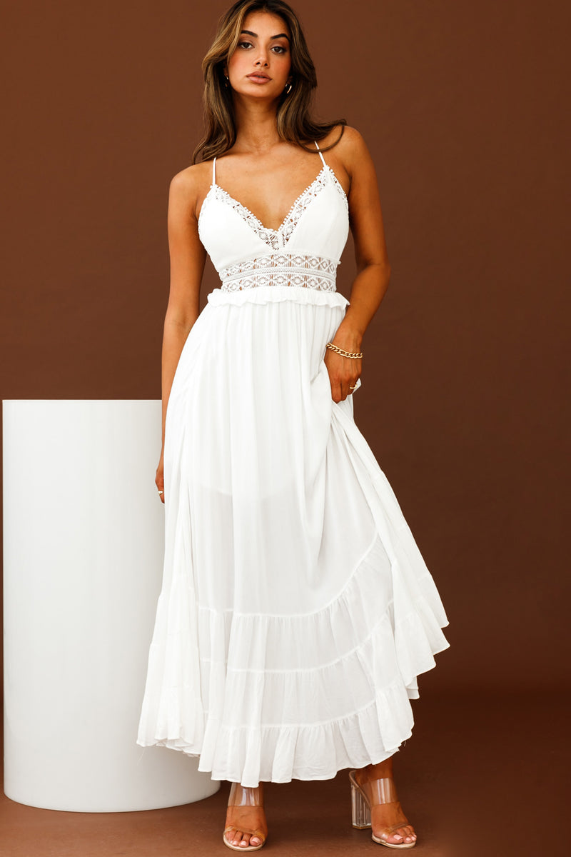 Shop the Desert Rose Crochet Tie-Up Back Maxi Dress White