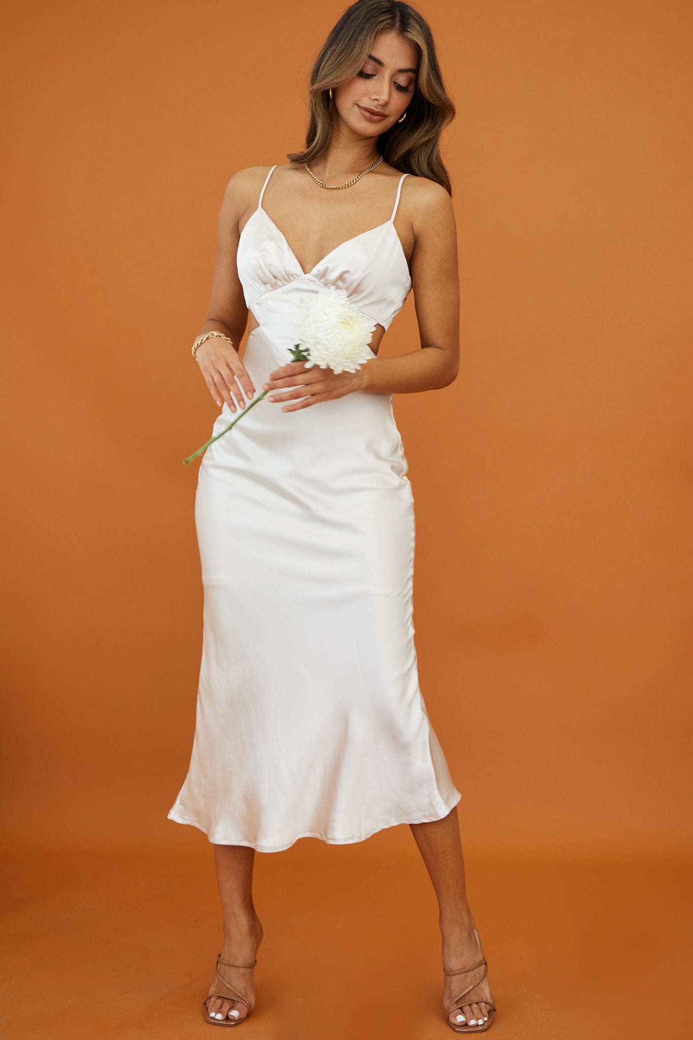 sachin and babi light blue dress Champagne Satin Slip Midi Dress – Gabi Swimwear main image 0