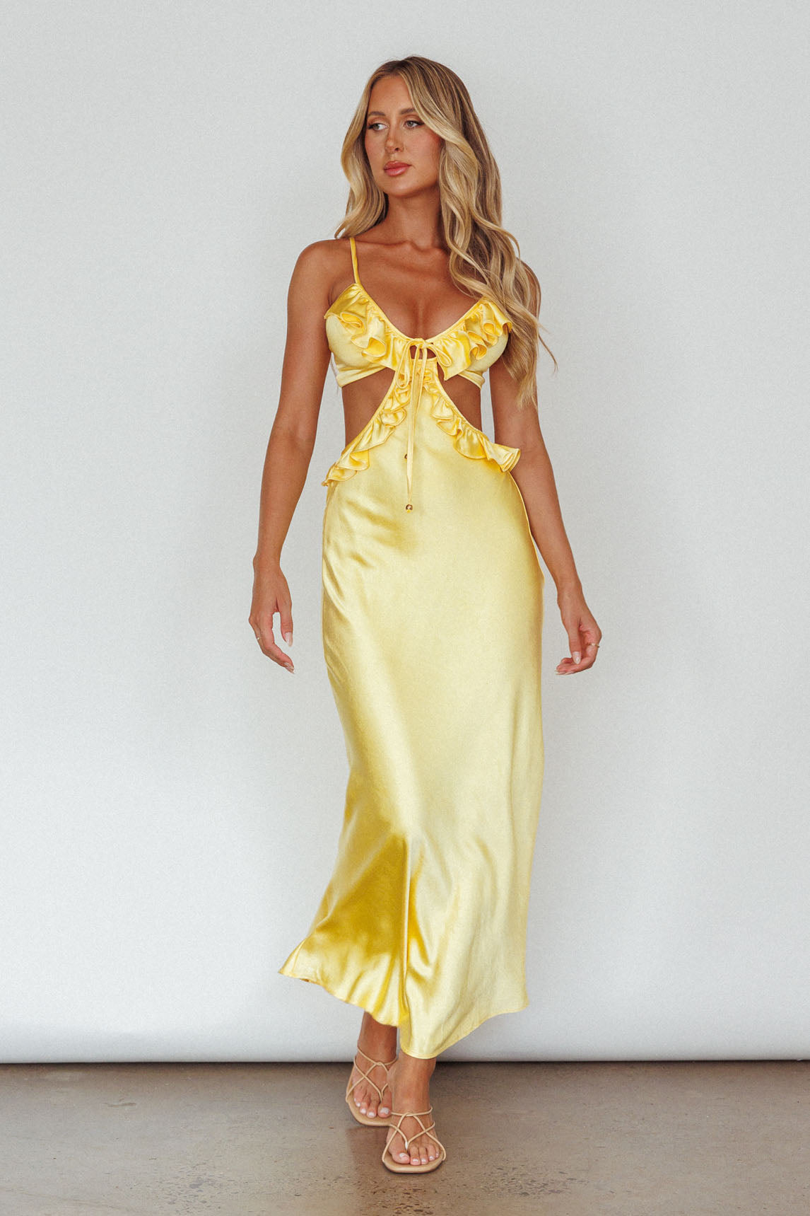 Stole My Heart Frill Trim Maxi Dress Yellow - XL Stole My Heart Frill Trim Maxi Dress Yellow - XL