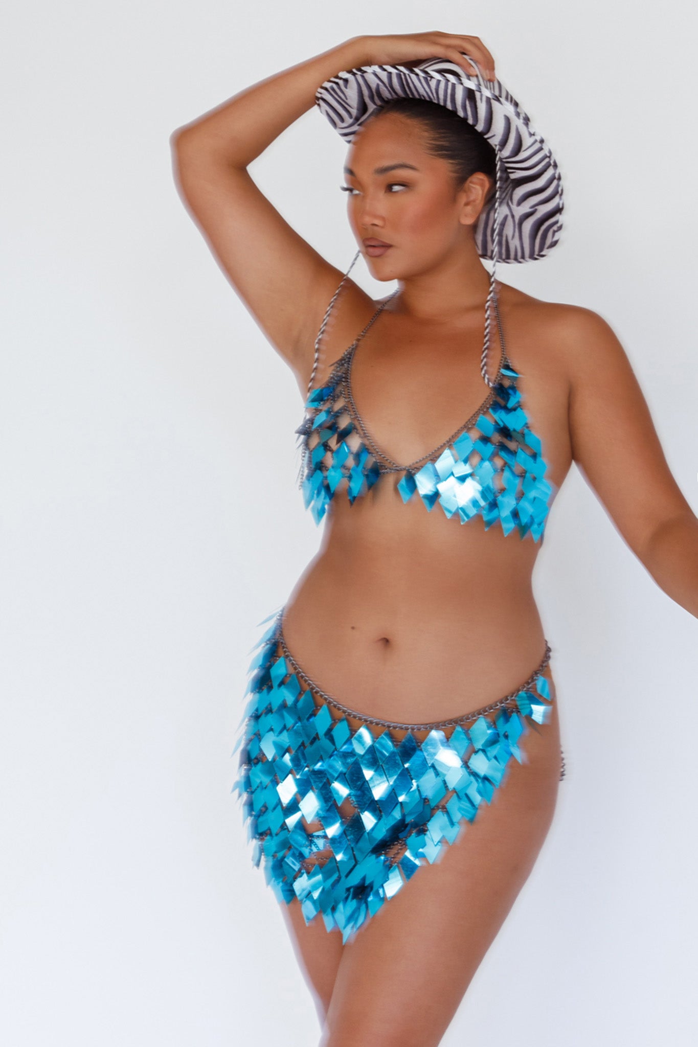 Women's Outfit Sets River Festival Shiny Sequins 2 Piece Set Blue by Selfie Leslie Clearance