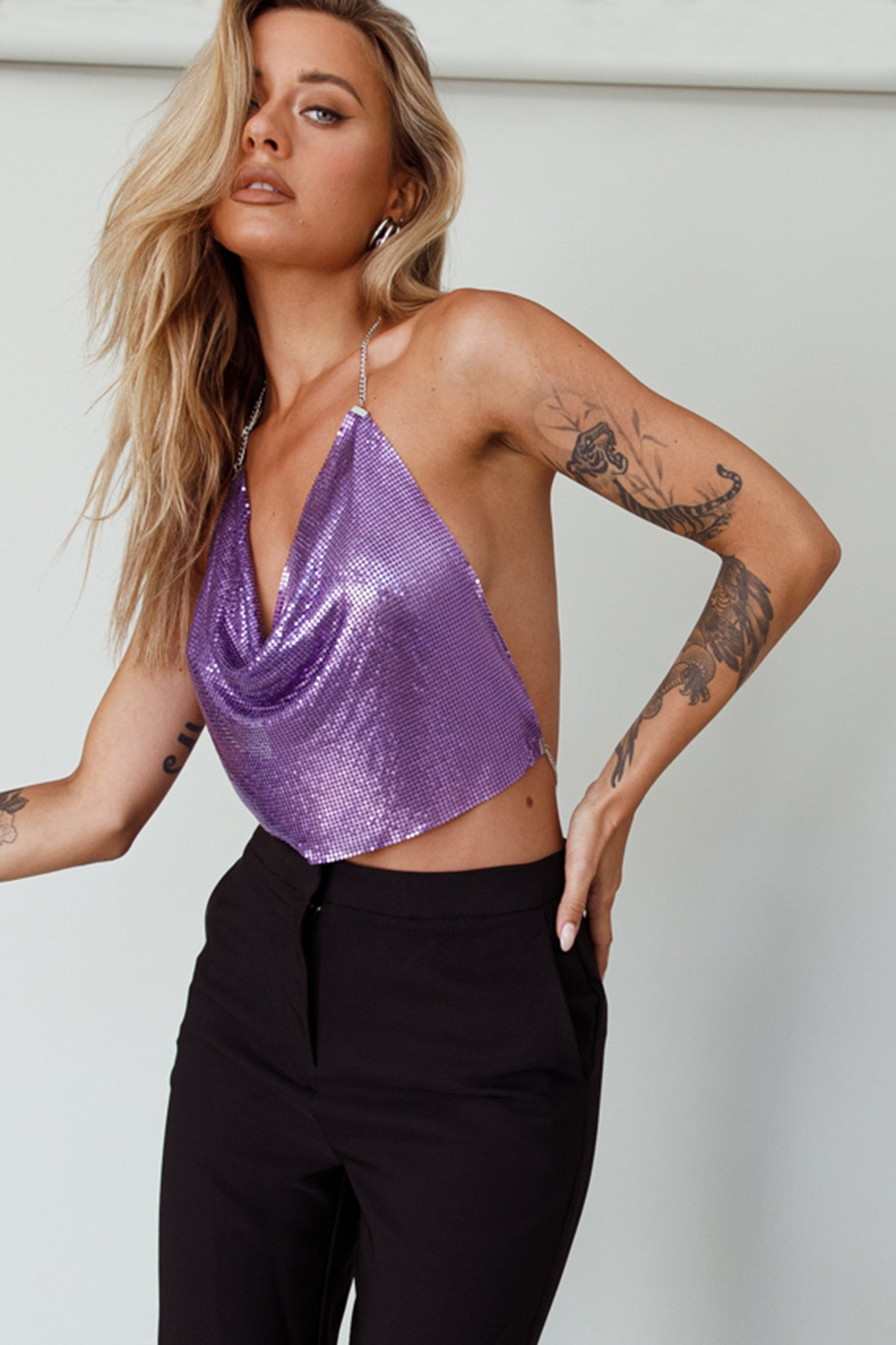 Moonshine Chain Mail Mesh Top Lavender | Selfie Leslie