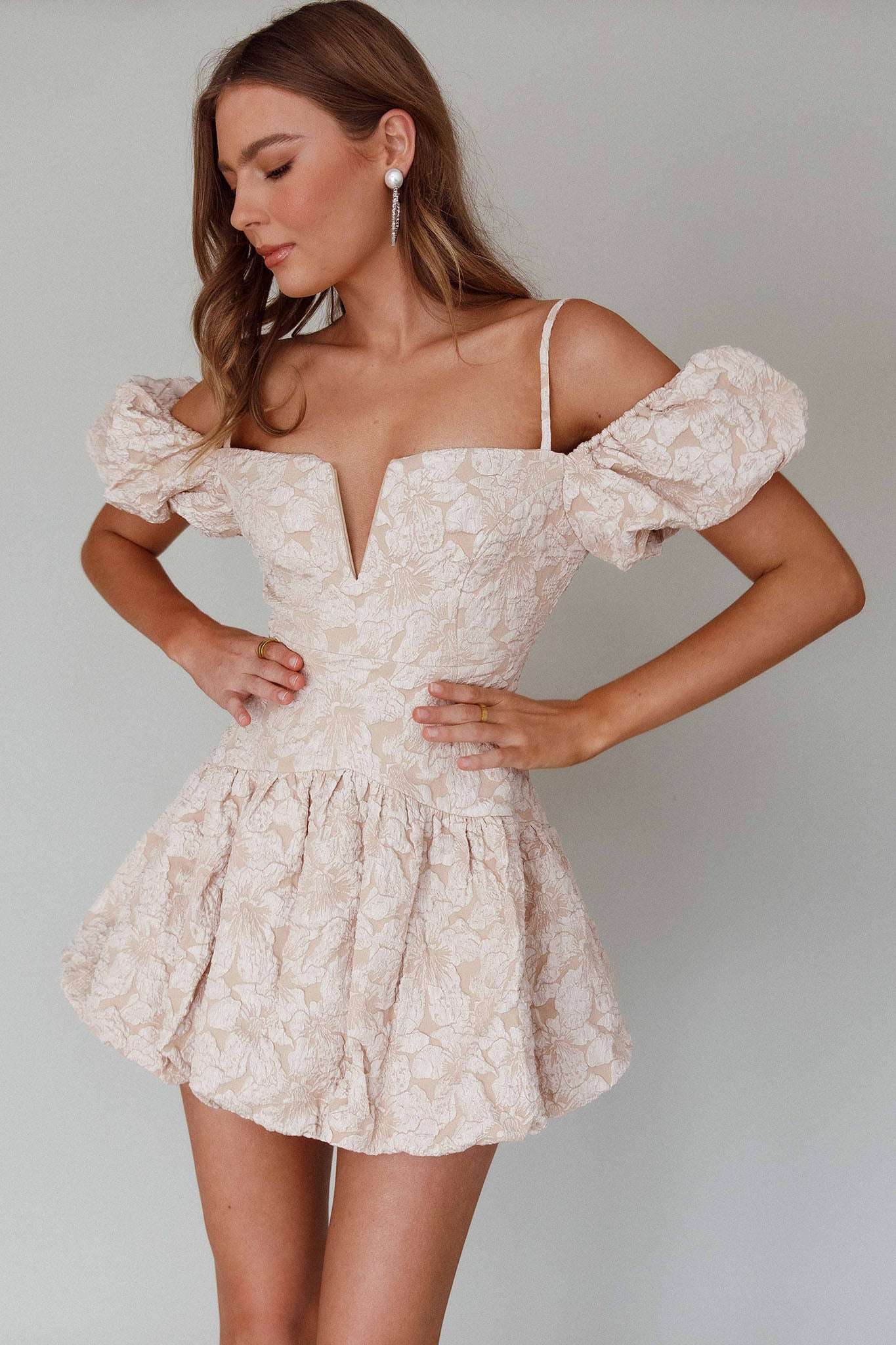 Shop the Mon Bebe Drop Waist Mini Dress Sand