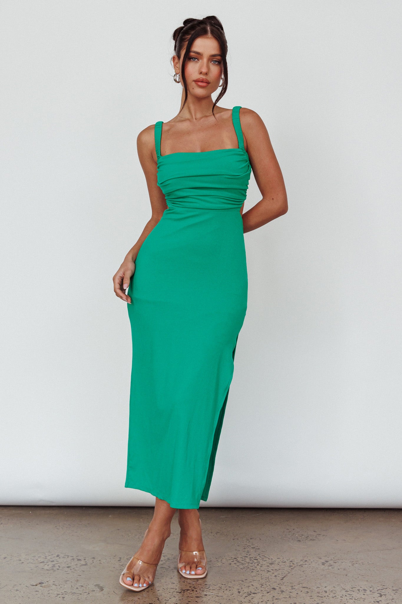 Cosmic Love Strappy Back Midi Dress Green M Cosmic Love Strappy Back Midi Dress Green M