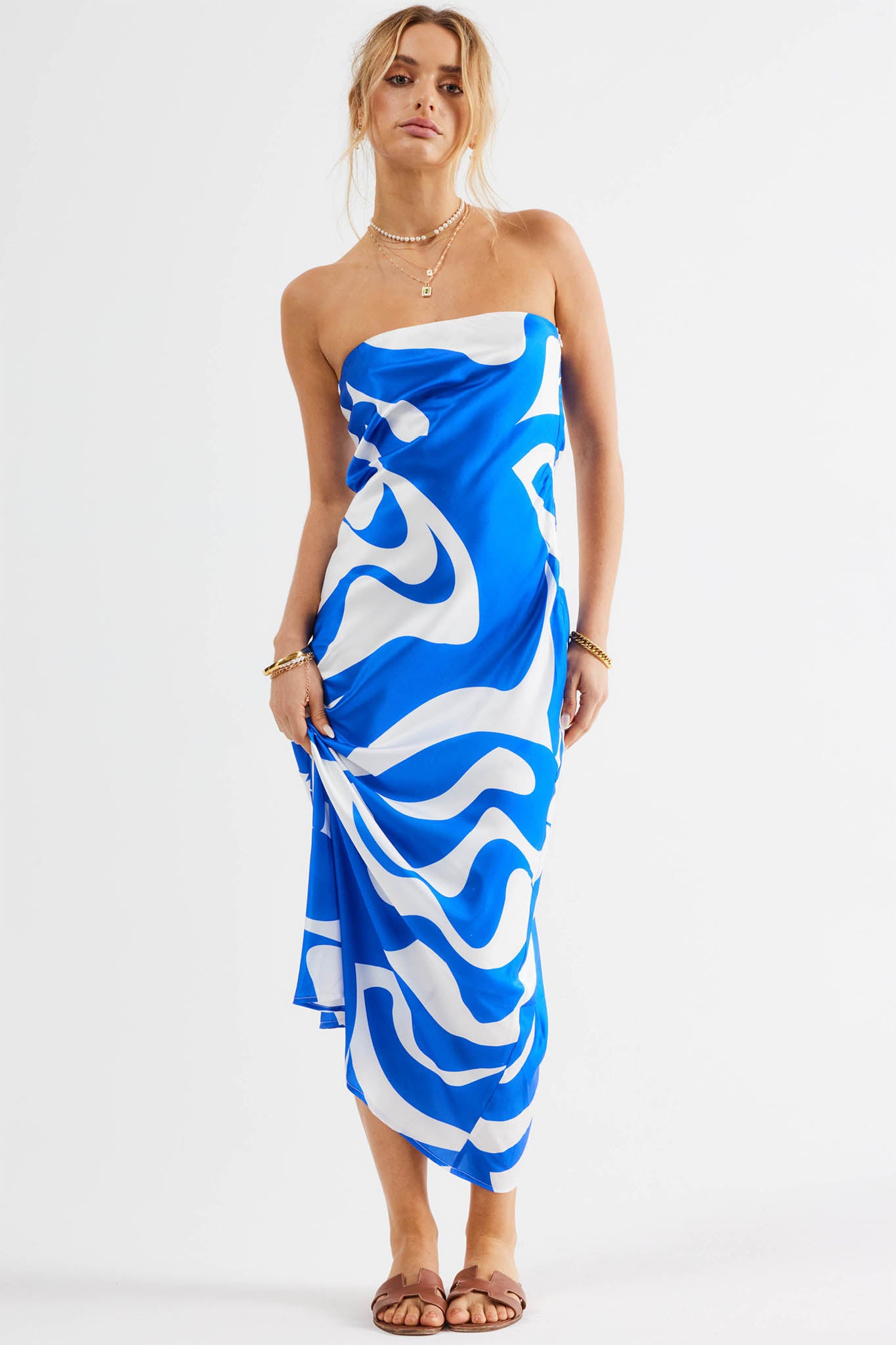 SNDYS Angel Midi Dress Swirl Blue– Selfie Leslie