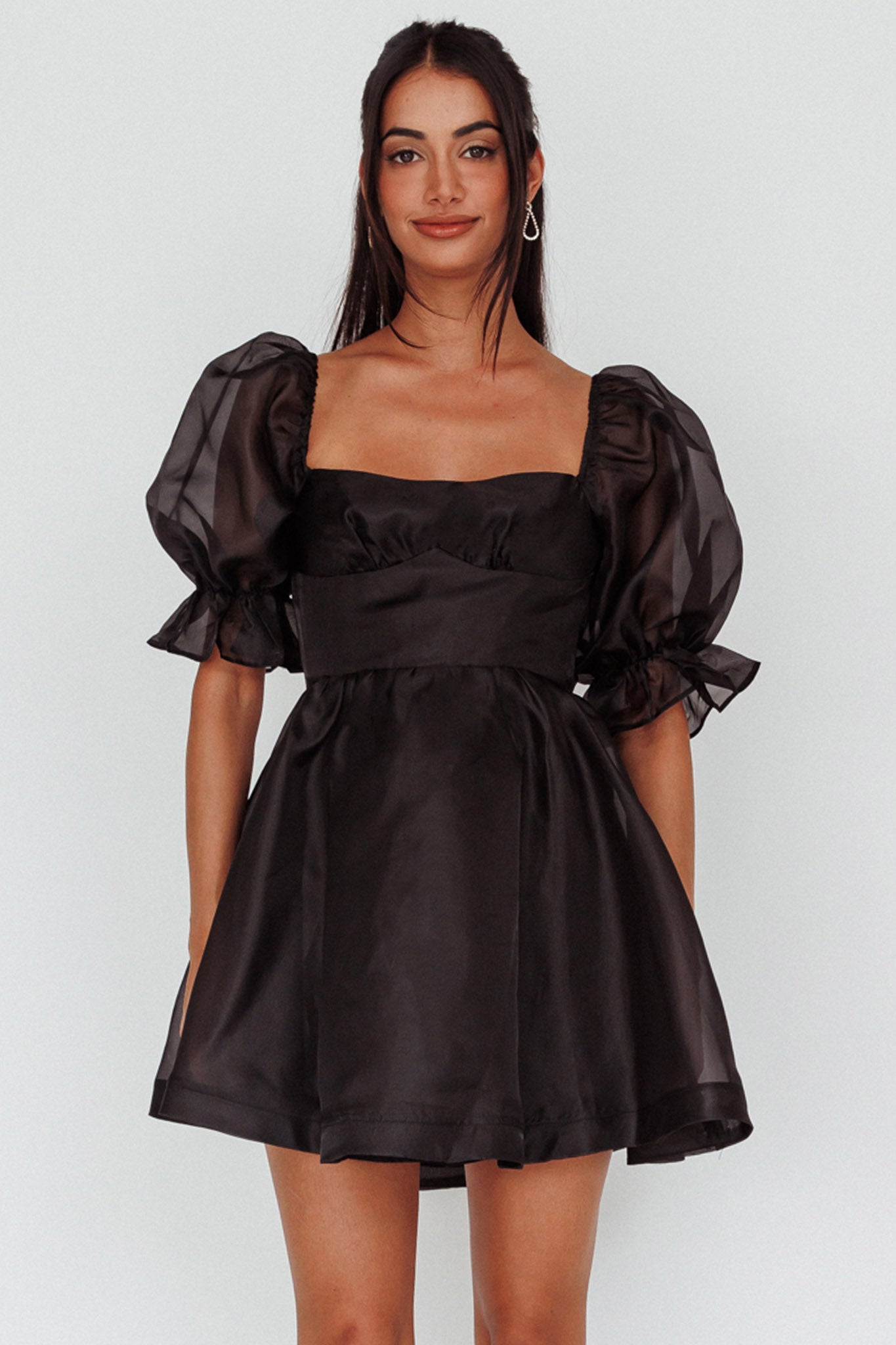 I've Got Sunshine Puff Sleeve Mini Dress Black– Selfie Leslie