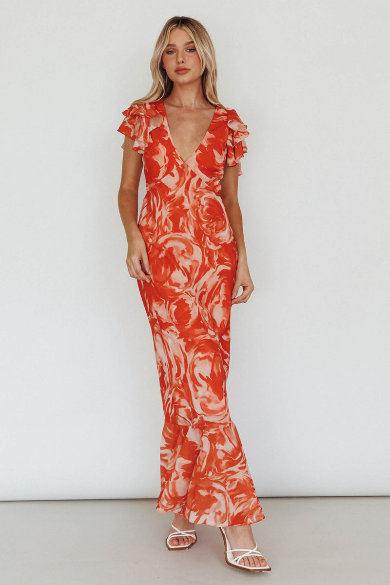 The Roye Floral Zip Dress-Orange main image 0